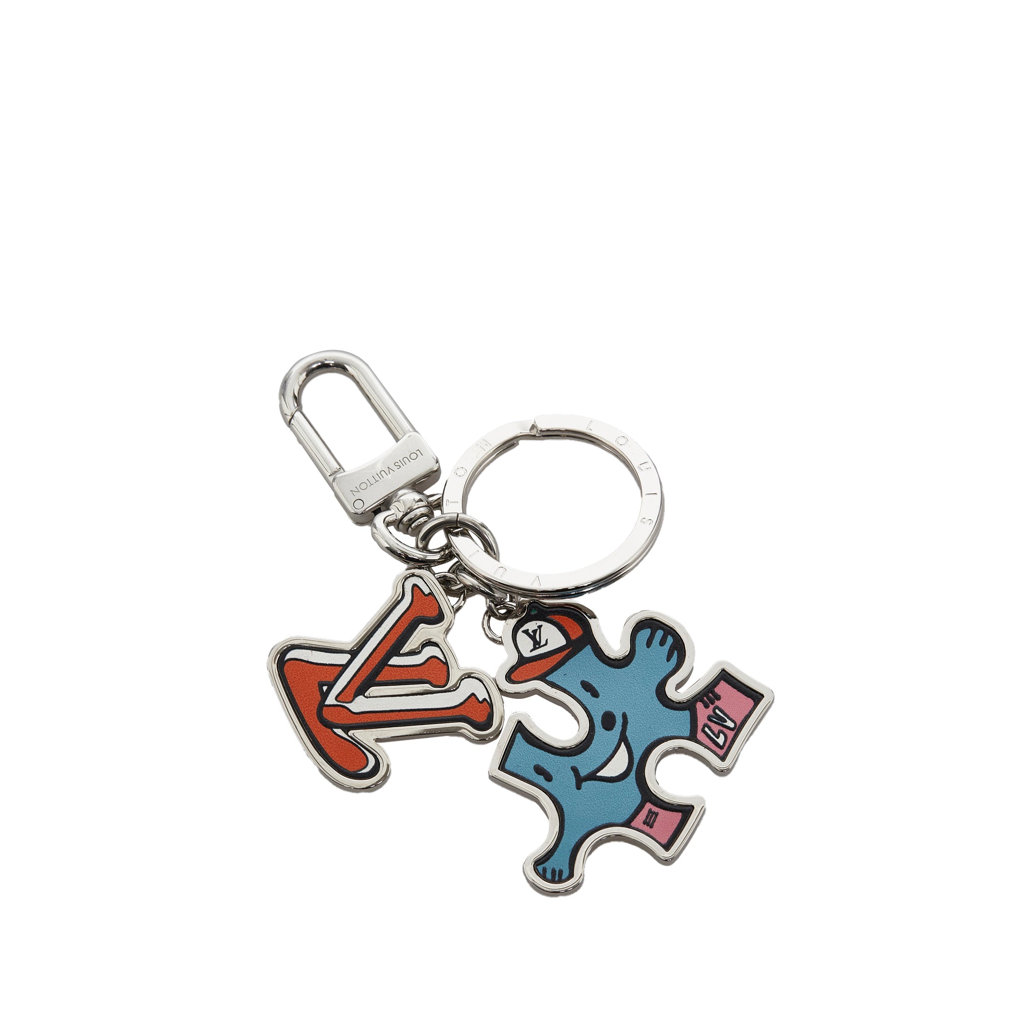 Louis Vuitton MP3453 Puzzle Friends Bag Charm & Key Holder, Blue, One Size