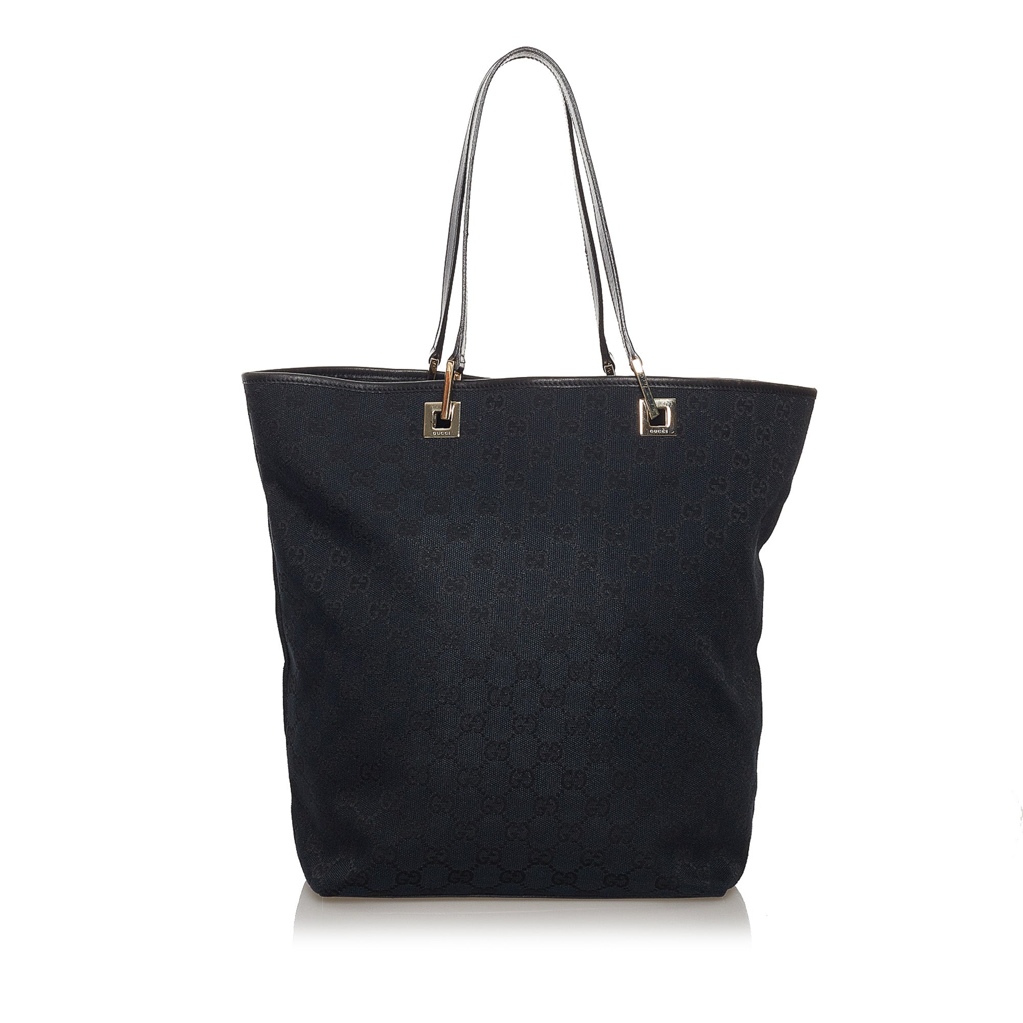 Vintage 00's Gucci Black Monogram Canvas Tote Bucket Shopping Bag