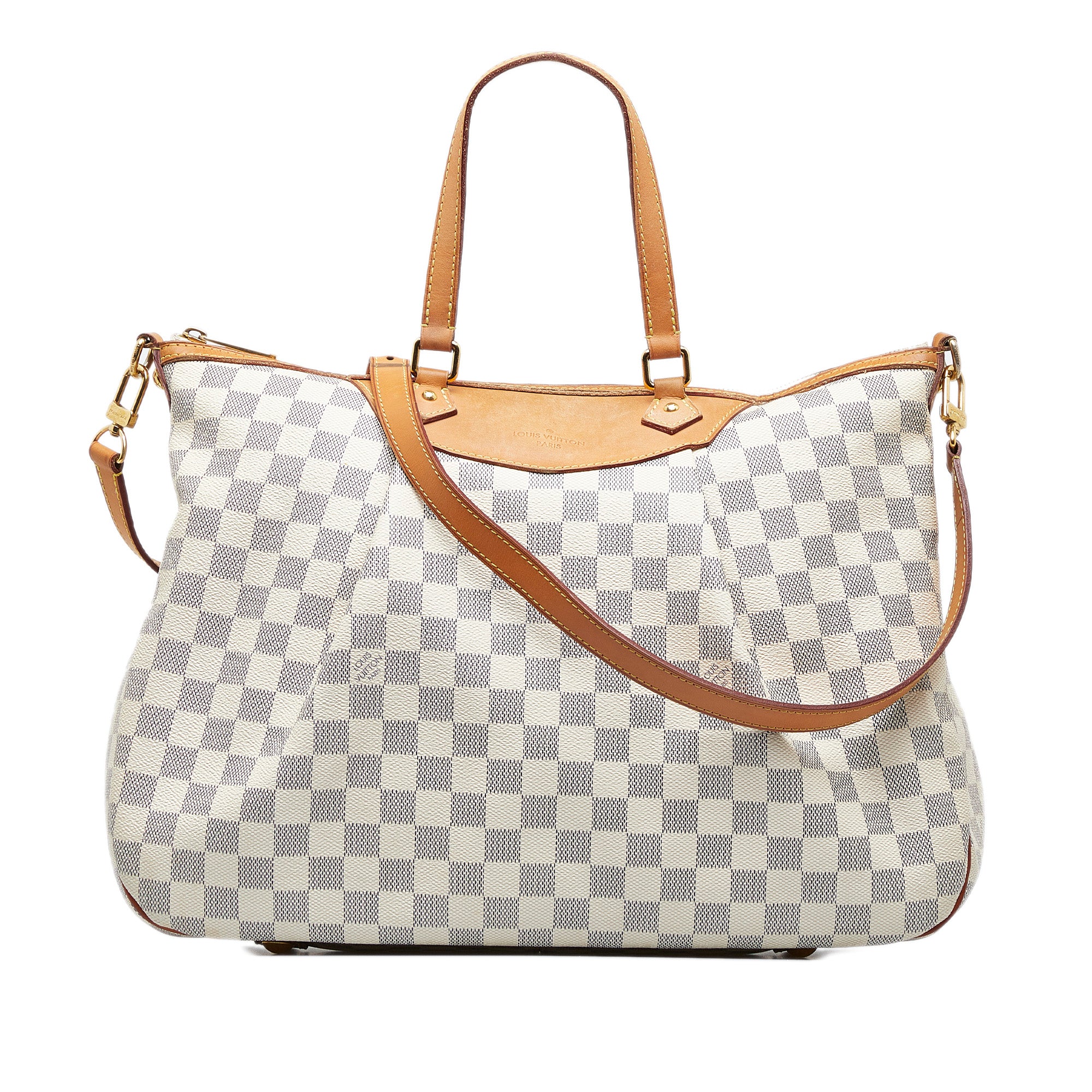 LOUIS VUITTON Damier Azur Siracusa MM White Shoulder Bag