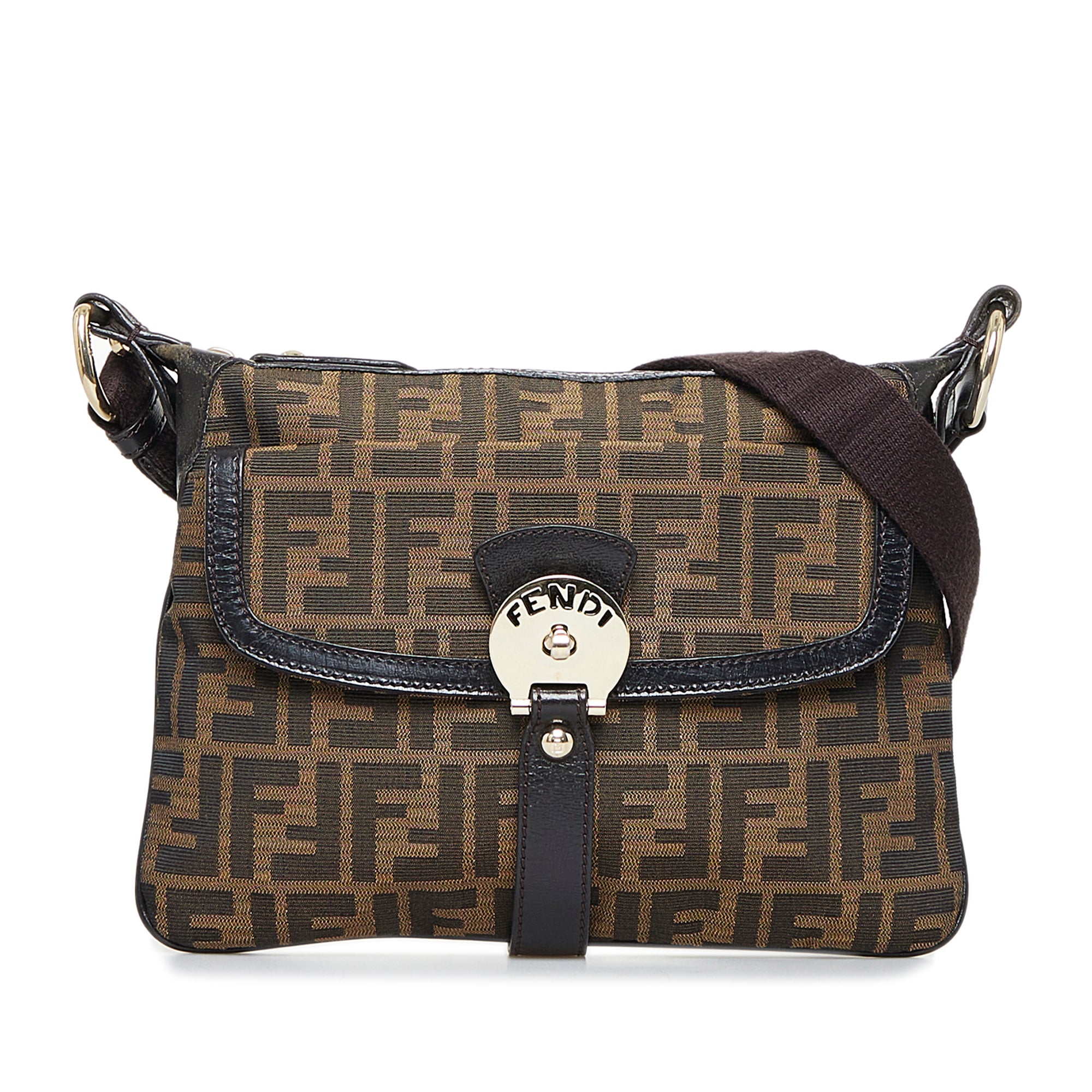 Brown Fendi Zucca Chef Zip Crossbody Bag