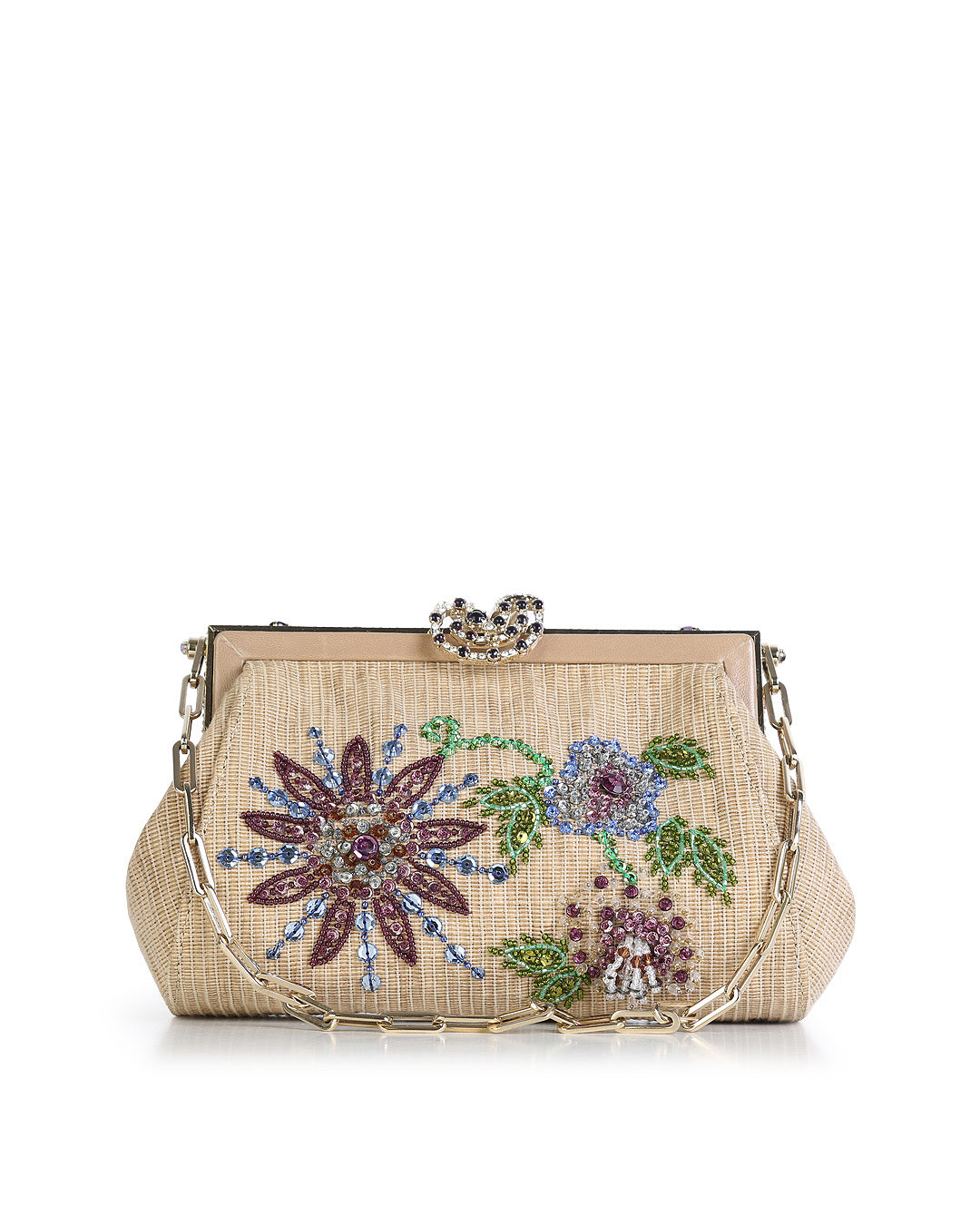 Valentino Garavani, Bags, Vintage Valentino Gold Beaded Floral And Crystal  Clutch