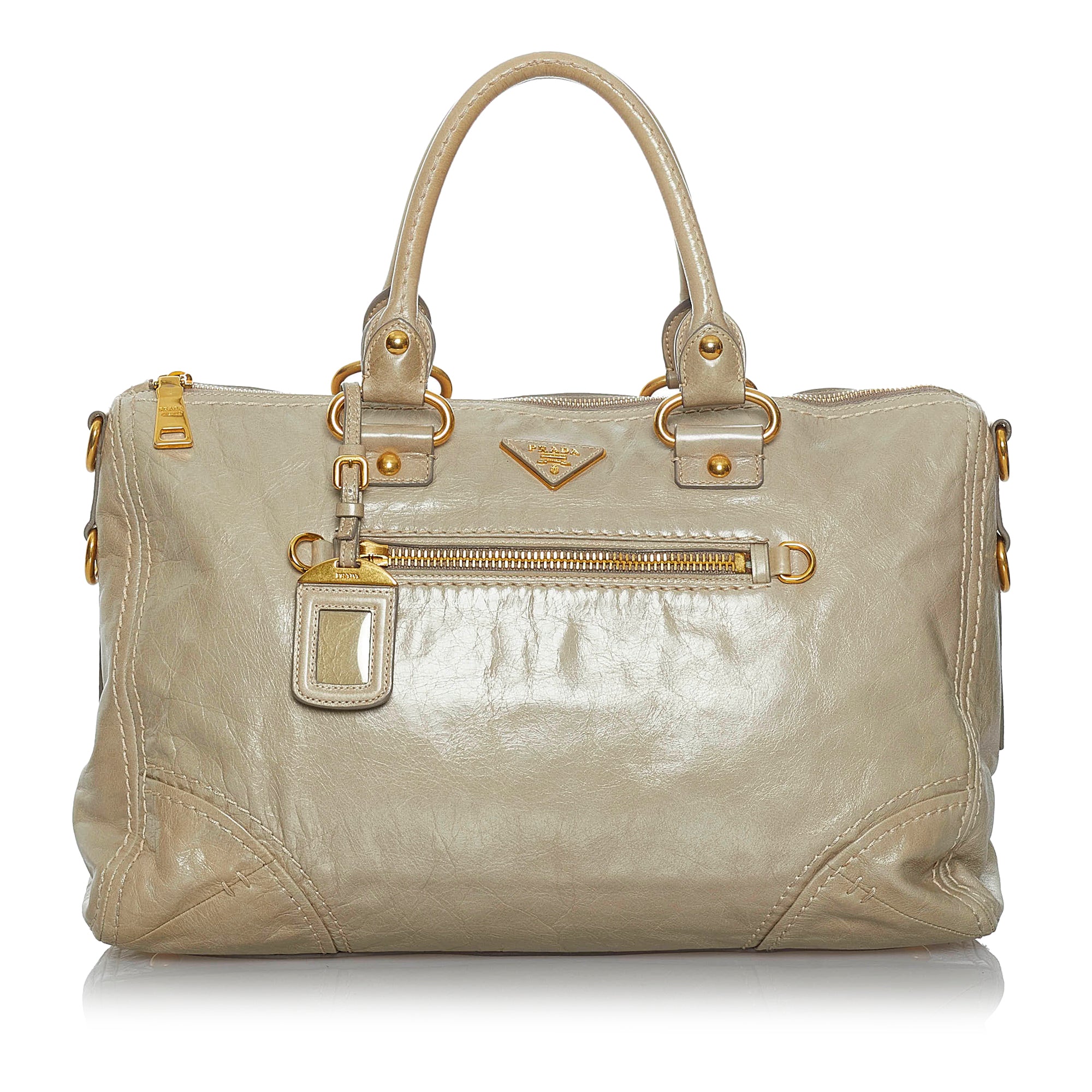 Prada Vitello Shine Leather Top Handle Bag on SALE