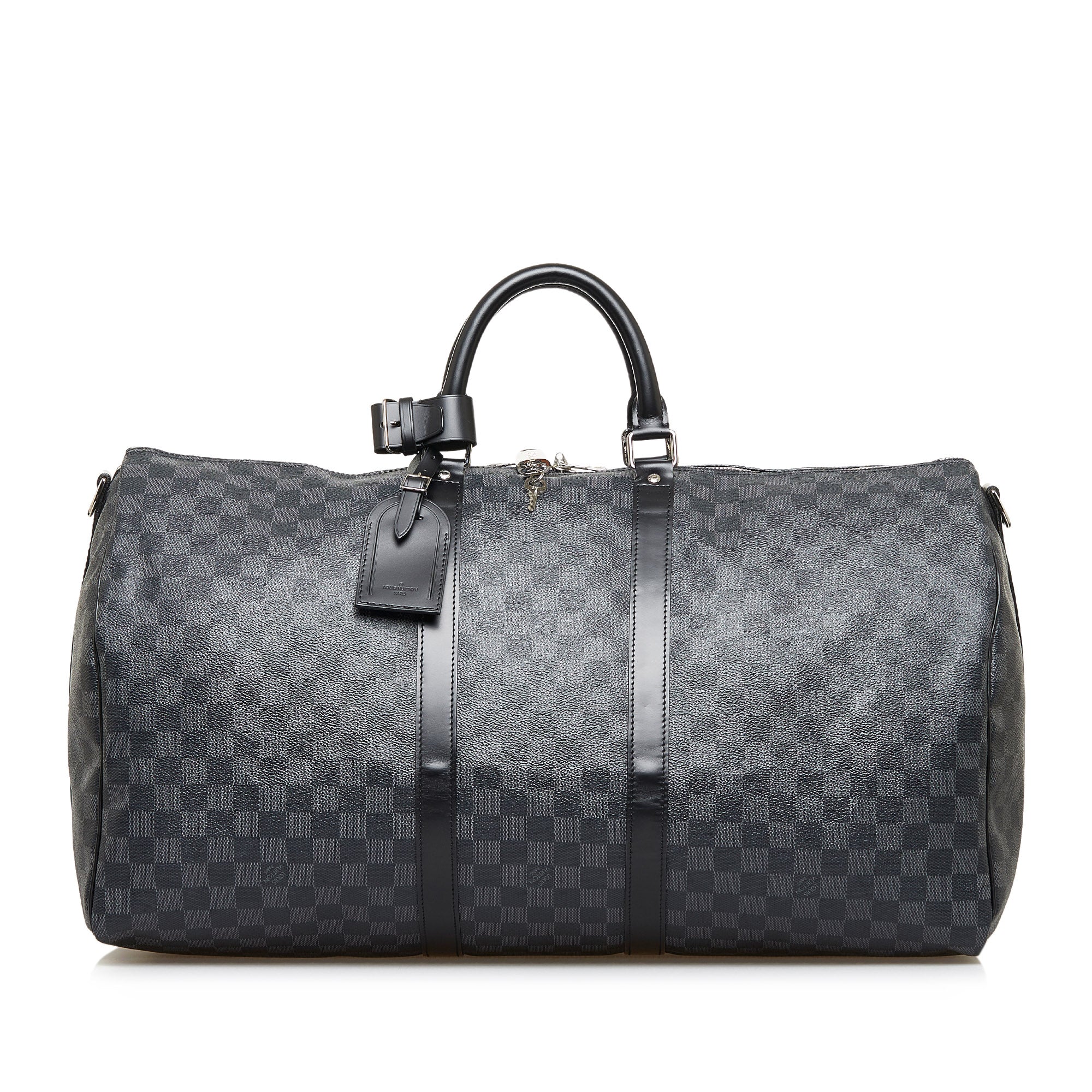 LOUIS VUITTON Keepall Bandouliere 55 Damier Graphite Travel Bag Black