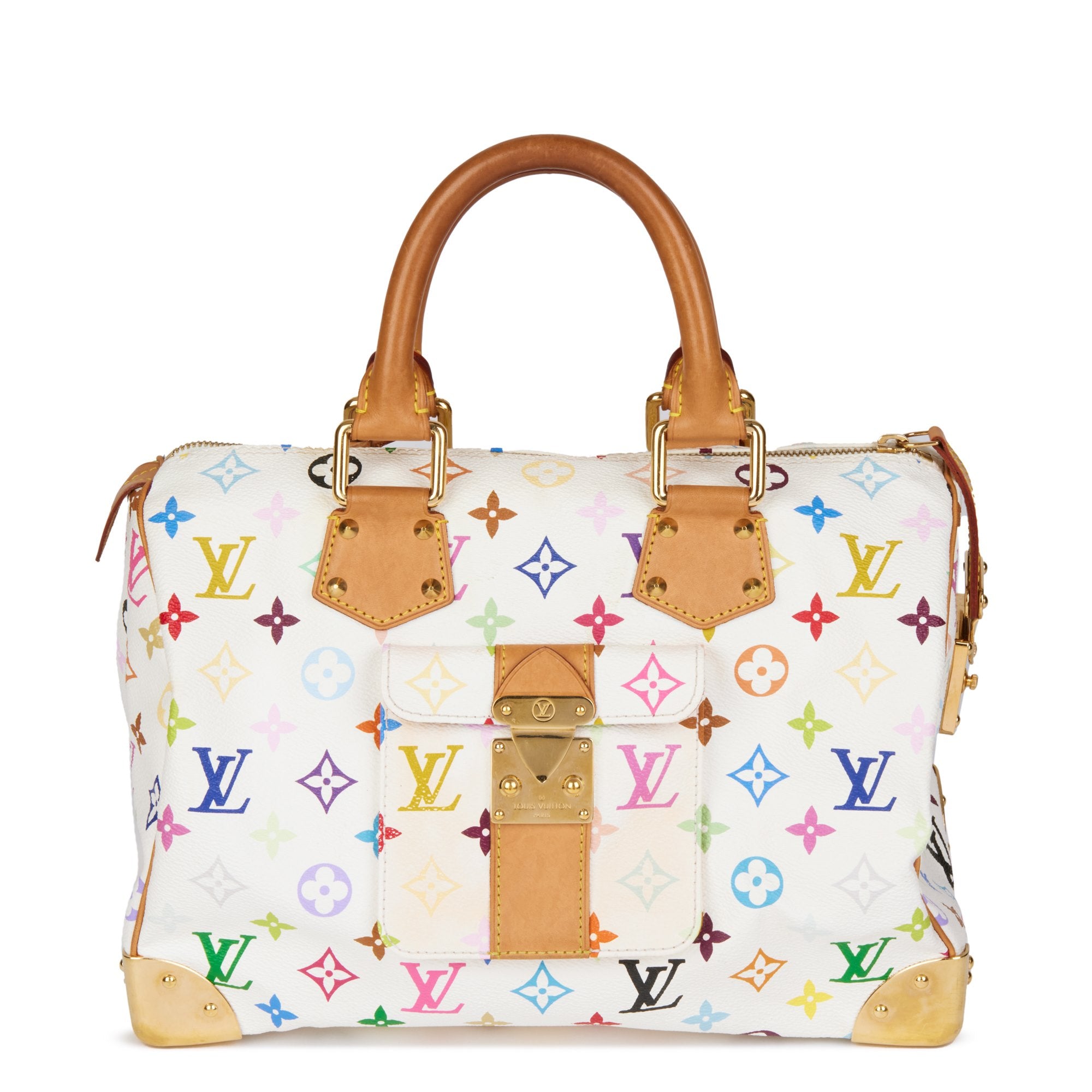 LOUIS VUITTON Speedy 30 Monogram Multicolor Satchel Bag White - 15% OF