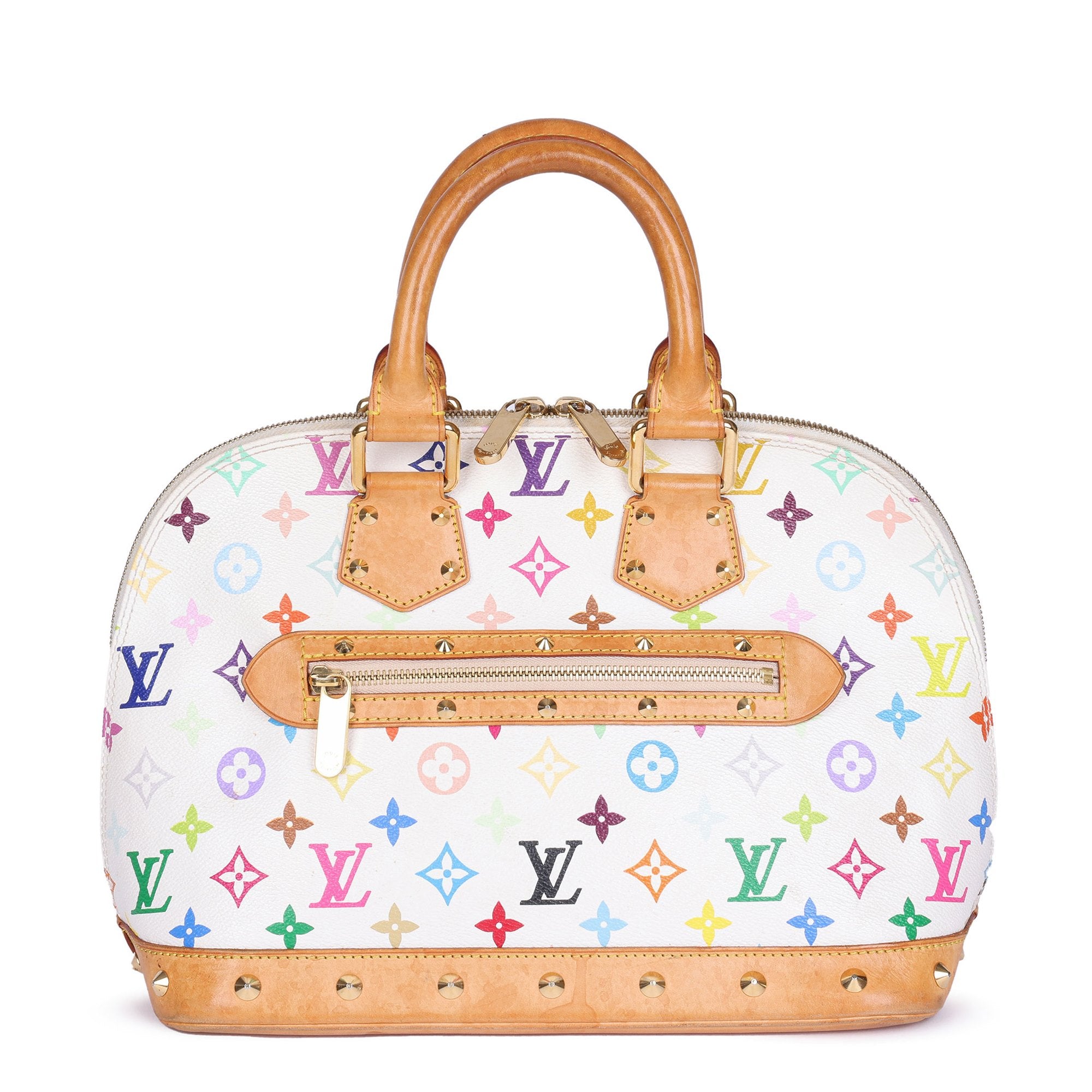 LOUIS VUITTON White Multicolour Coated Canvas and Vachetta Leather