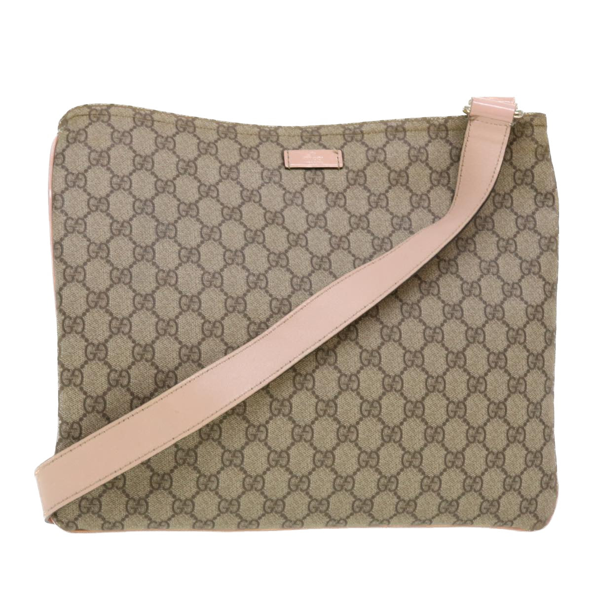 GUCCI GG Canvas Shoulder Bag PVC Leather Beige 201446 Auth am4260