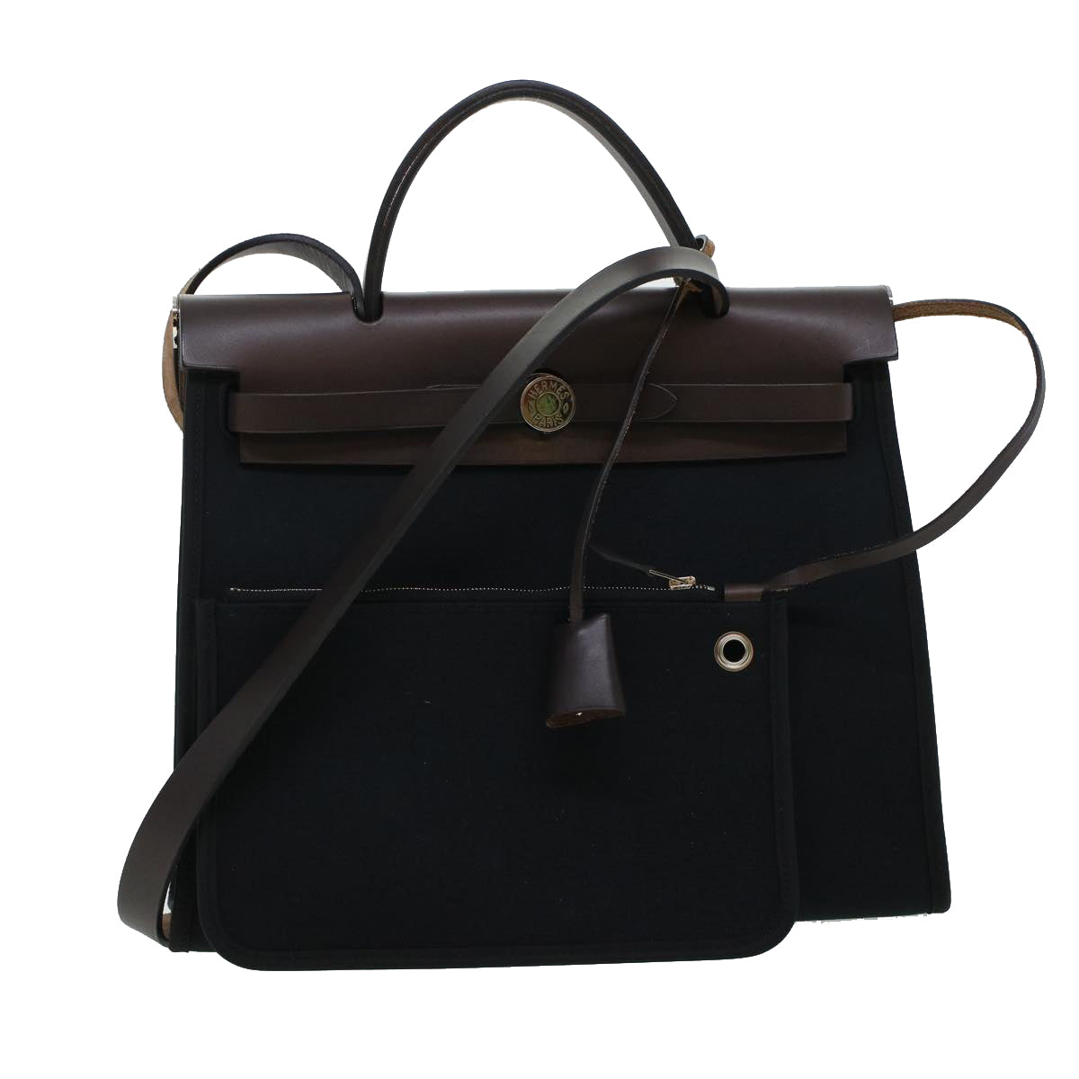 Hermes Herbag Zip Black Canvas Bag