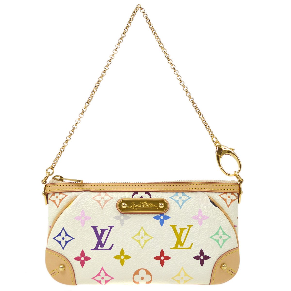 RARE Louis Vuitton FRANCE Whte Multicolor Milla MM Clutch Mini Pochette Bag