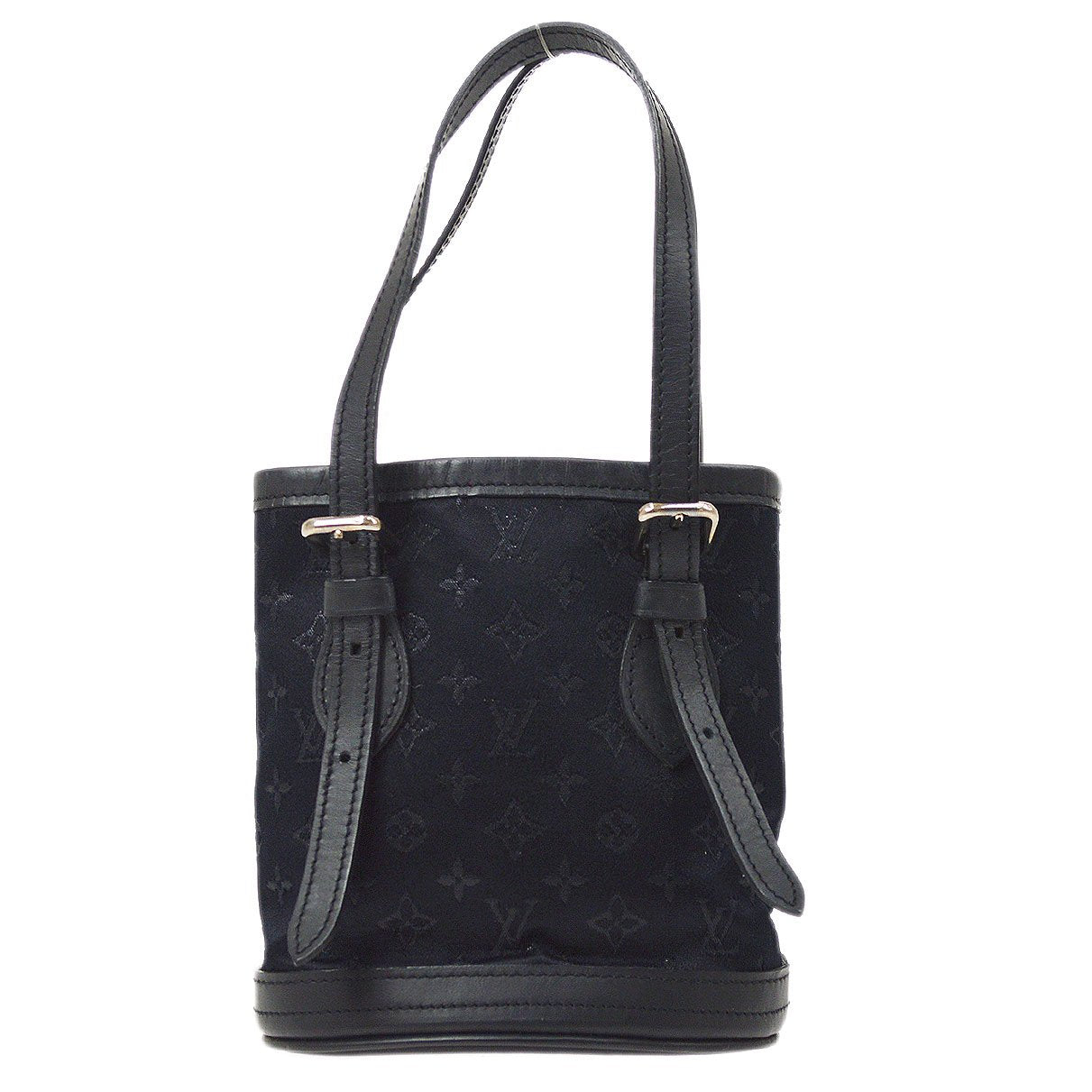 LOUIS VUITTON LITTLE BUCKET HAND BAG BLACK MONOGRAM SATIN M92144