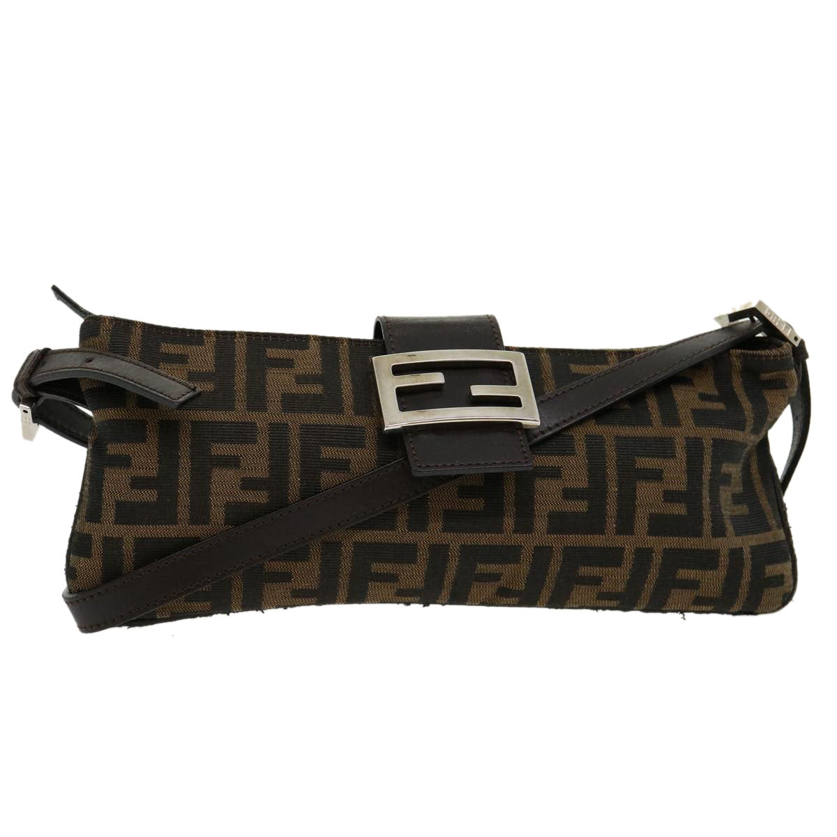 FENDI Zucca Canvas Leather Shoulder Bag