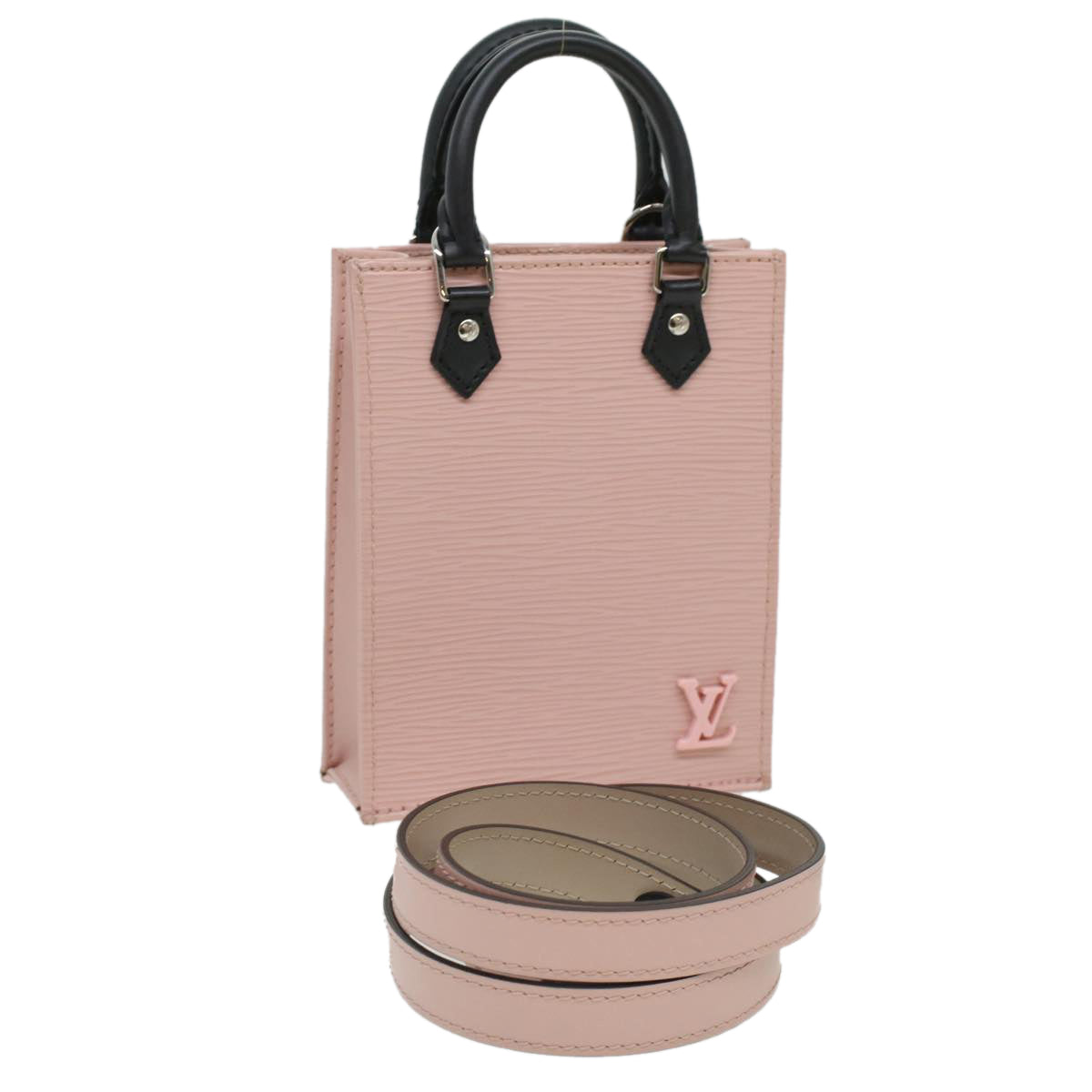 LOUIS VUITTON Epi Petit Sac Plat Hand Bag 2way Rose Ballerine