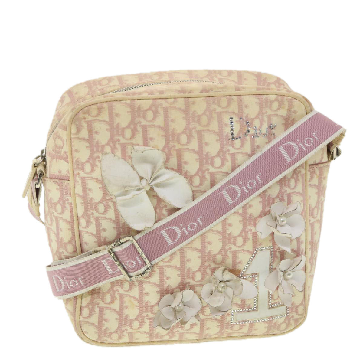 DIOR Vintage Pink Monogram Canvas Top Handle Bag