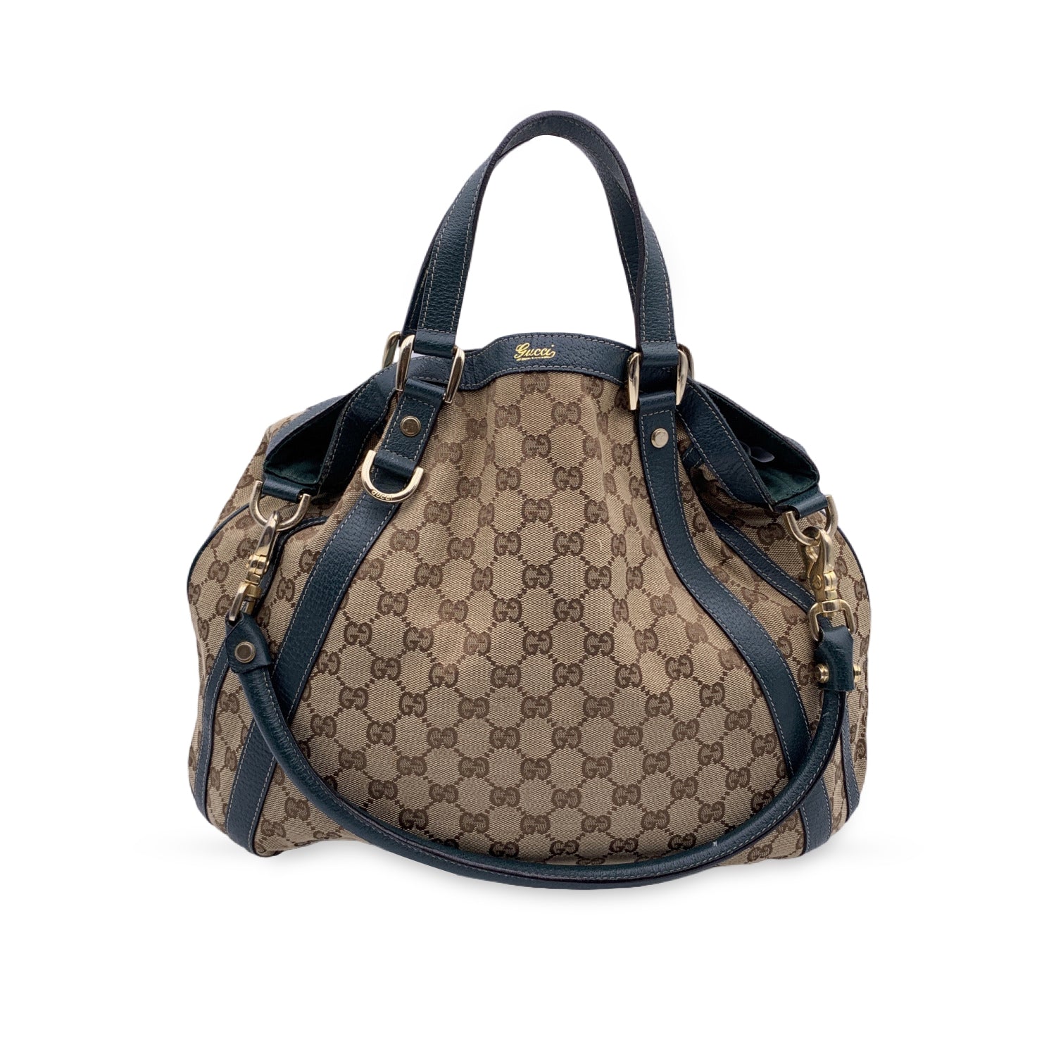 Gucci Auth Brown GG Monogram Canvas Leather Hobo Bag Shoulder Strap AS IS