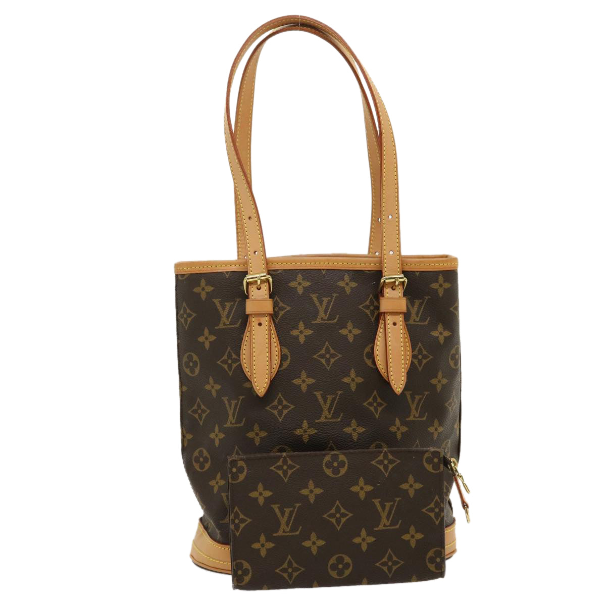 Louis Vuitton Monogram Bucket PM Tote Bag Shoulder M42238 Brown