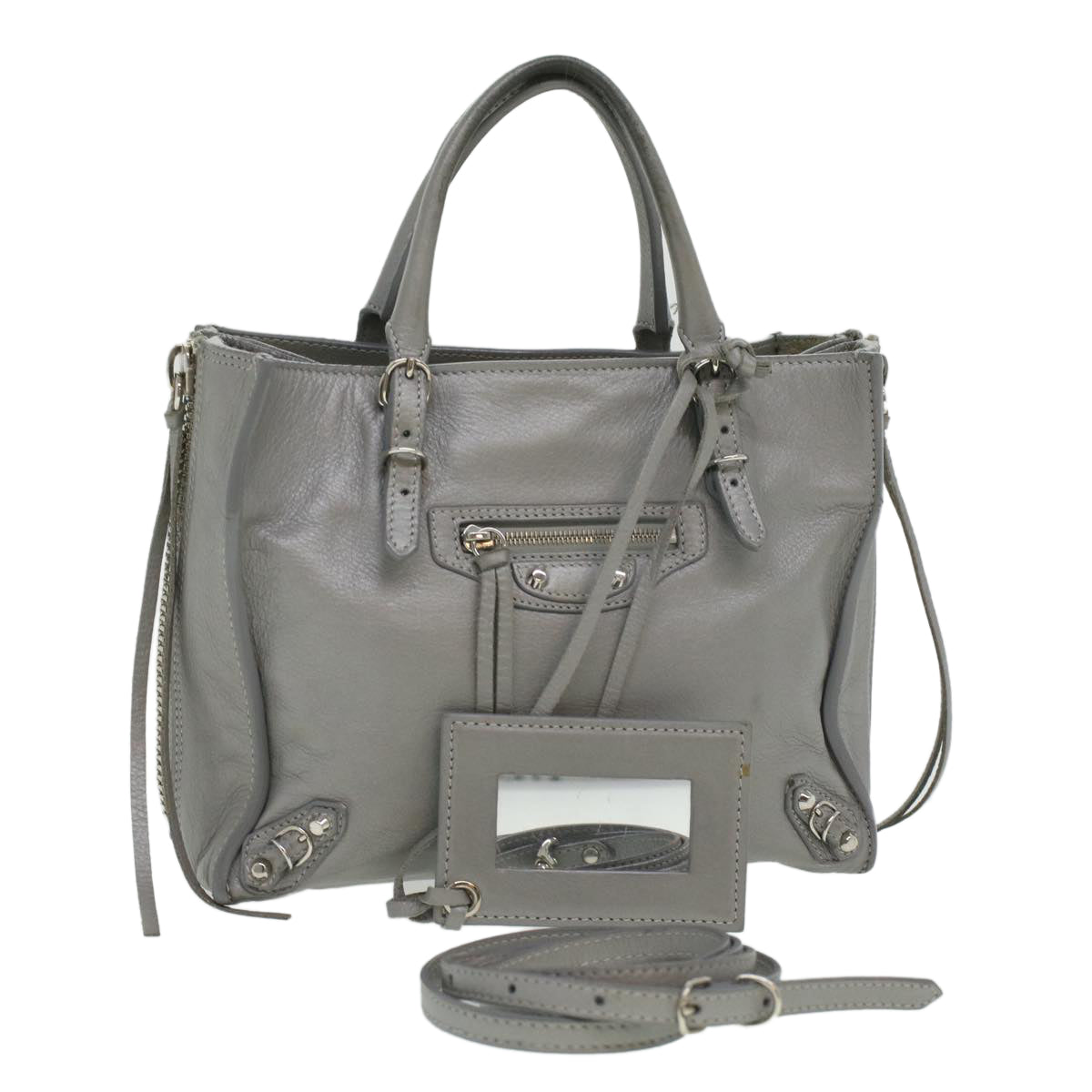 BALENCIAGA Paper mini Hand Bag Leather Gray 305572 Auth yk5630 Grey  ref.771158 - Joli Closet