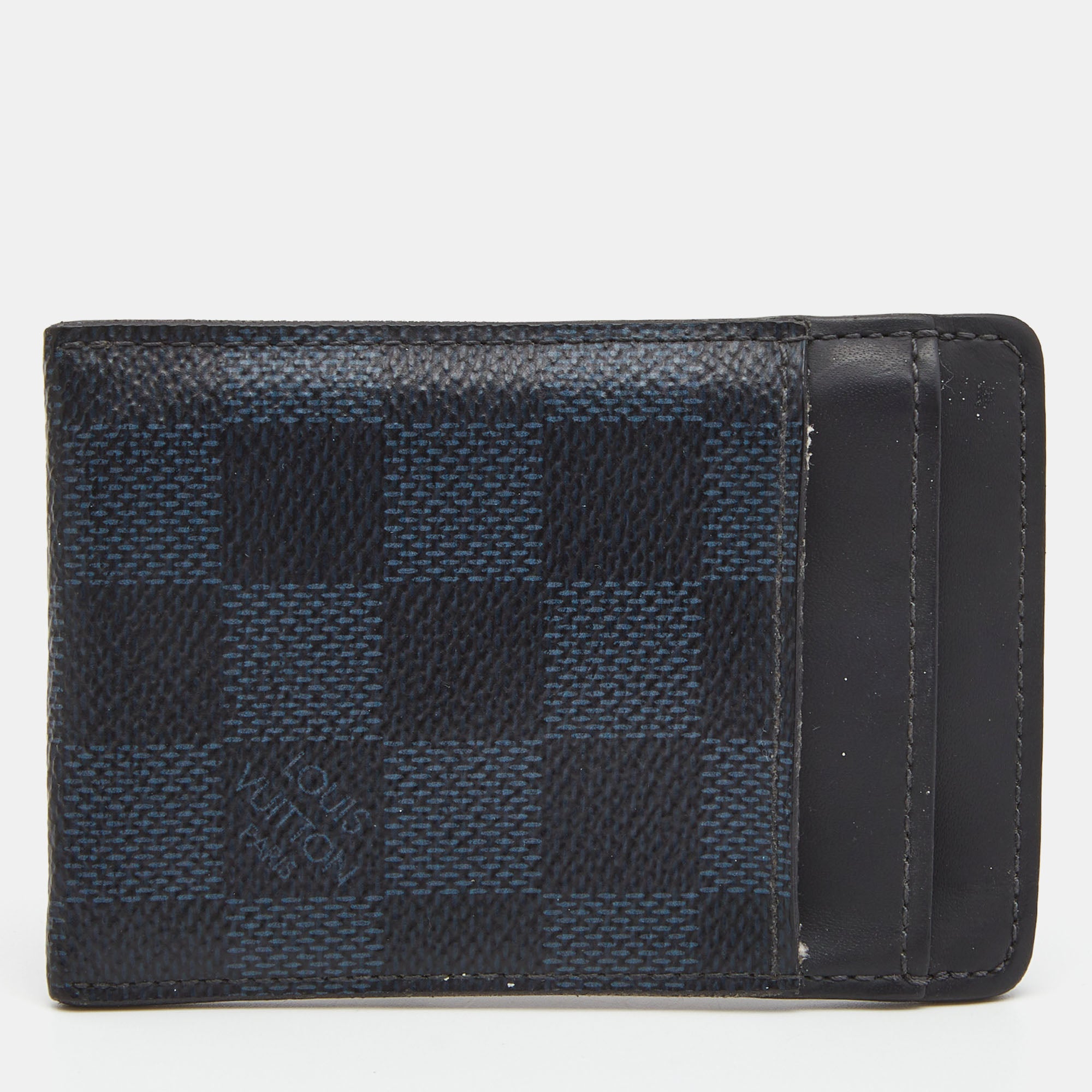 Louis Vuitton Pince Card Holder with Bill Clip. Damier Graphite