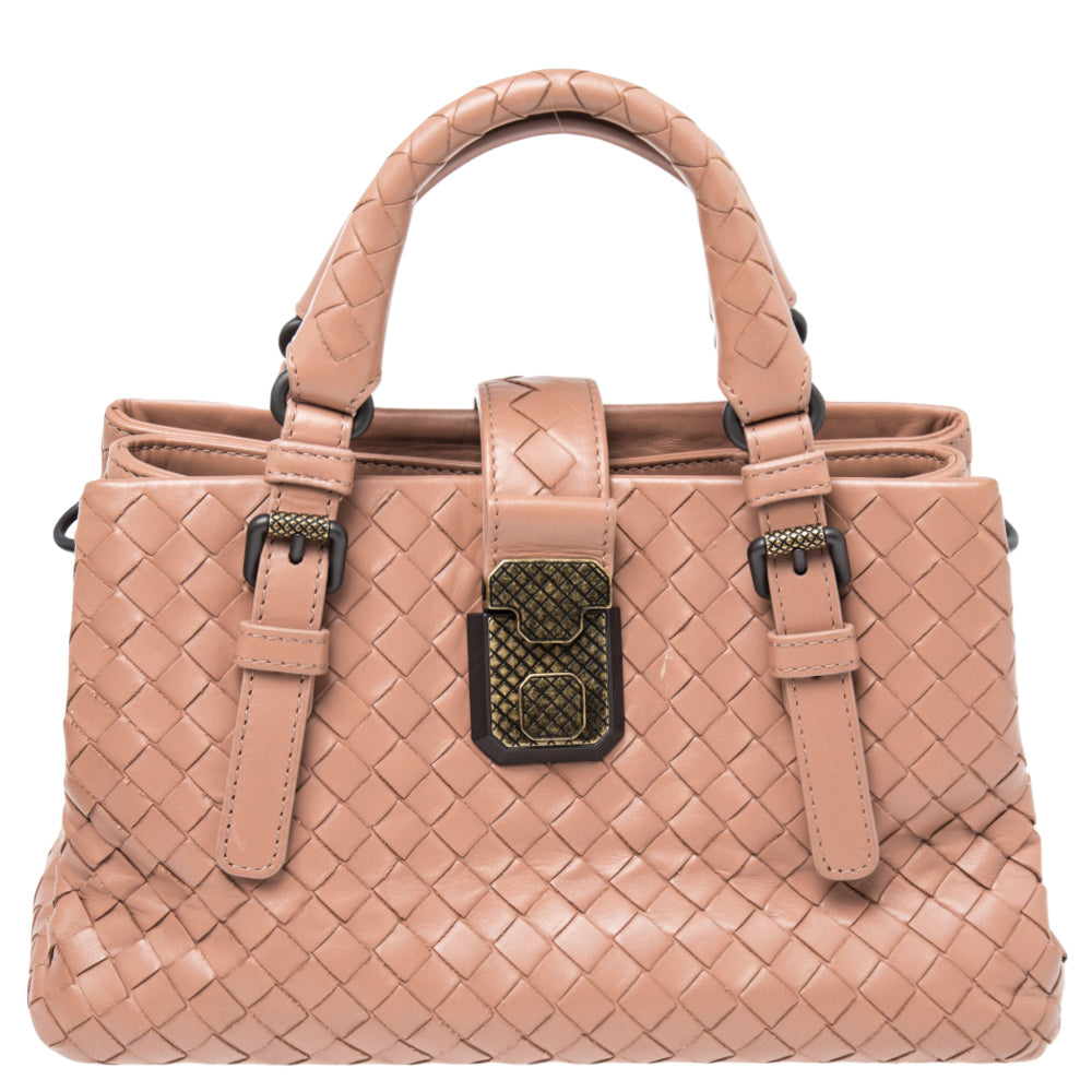 Bottega Veneta Roma Handbag in Brown Intrecciato Leather