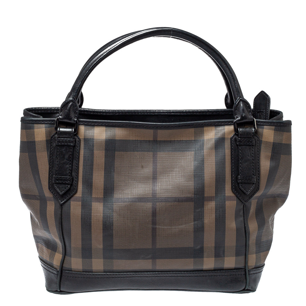 Vintage Check and Leather Bag Strap in Black - Women