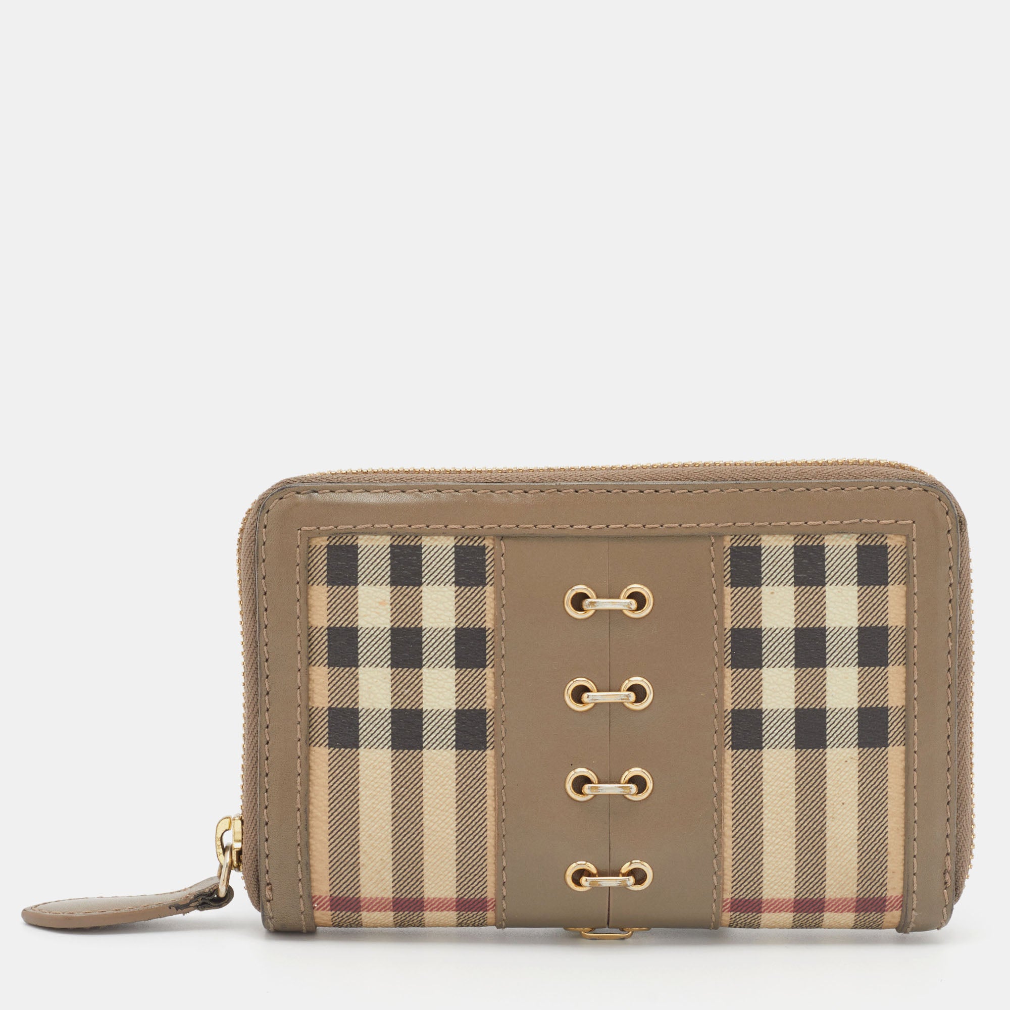 BURBERRY Burberry check long wallet round PVC unisex