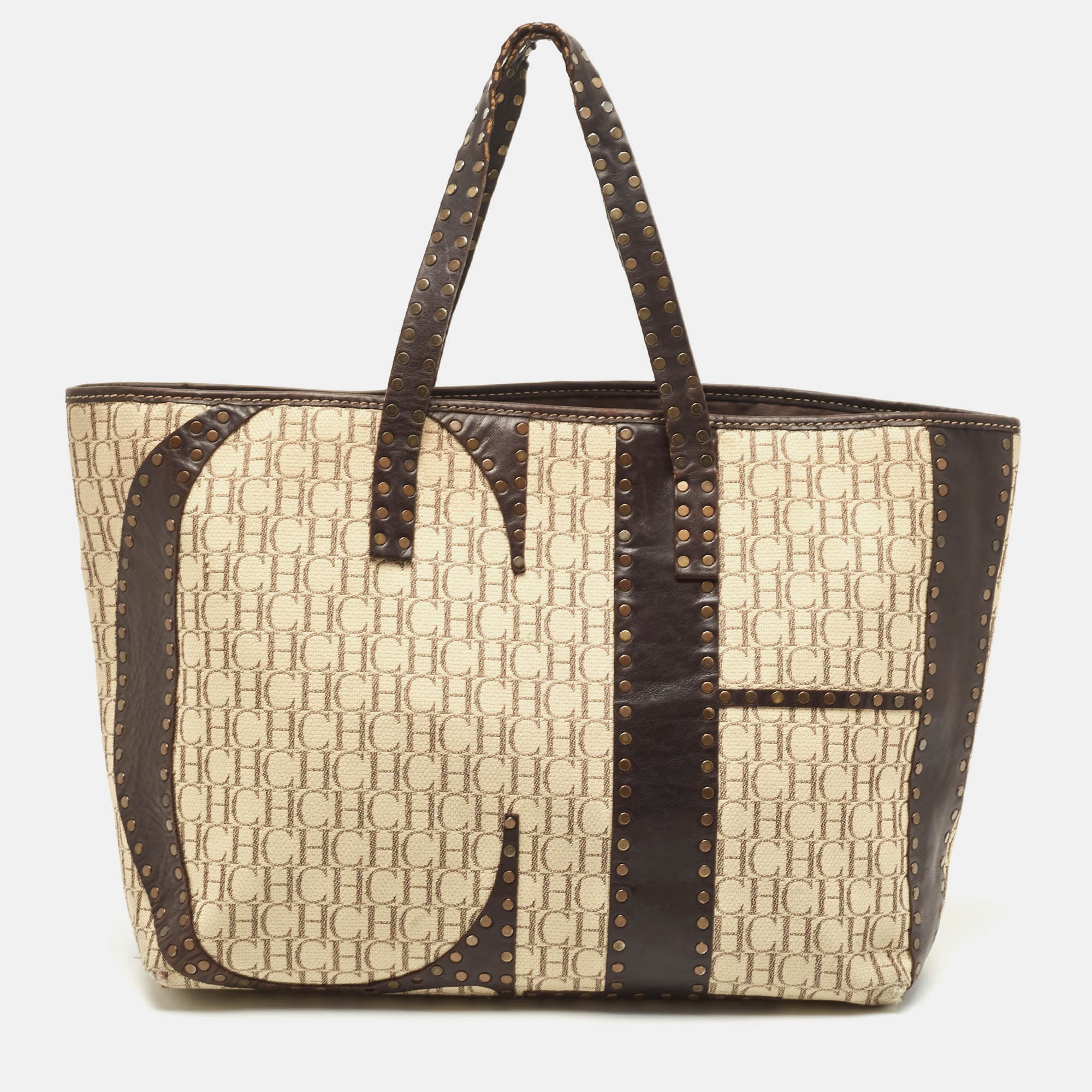 Carolina Herrera Monogram Canvas Shopper Tote Carolina Herrera