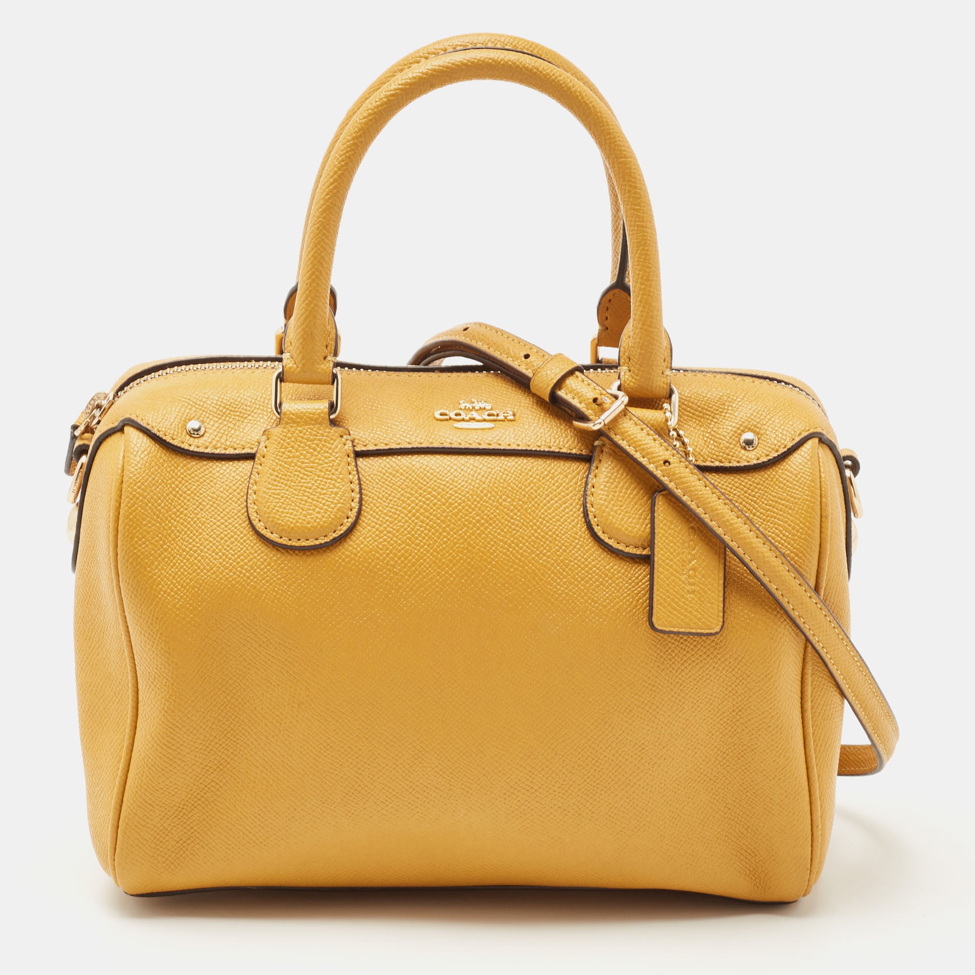 Pre-owned Coach Mustard Yellow Leather Mini Bennett Satchel