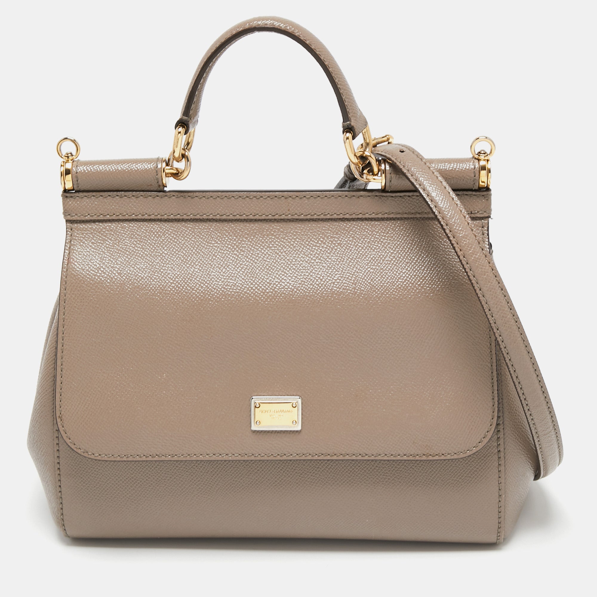 Dolce & Gabbana Beige Medium Sicily Top Handle Bag