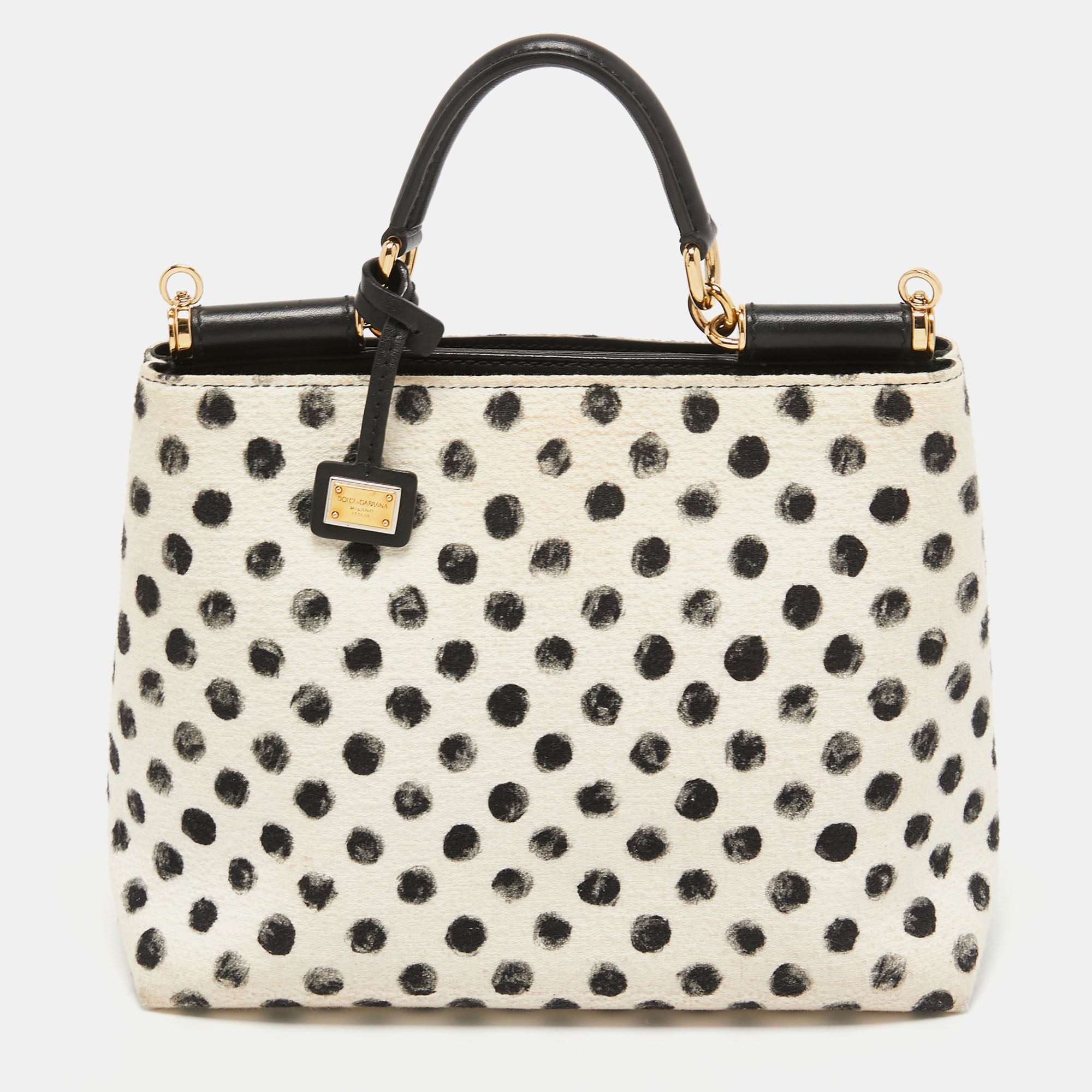 Dolce And Gabbana Miss Sicily Bag in White Polka Dots