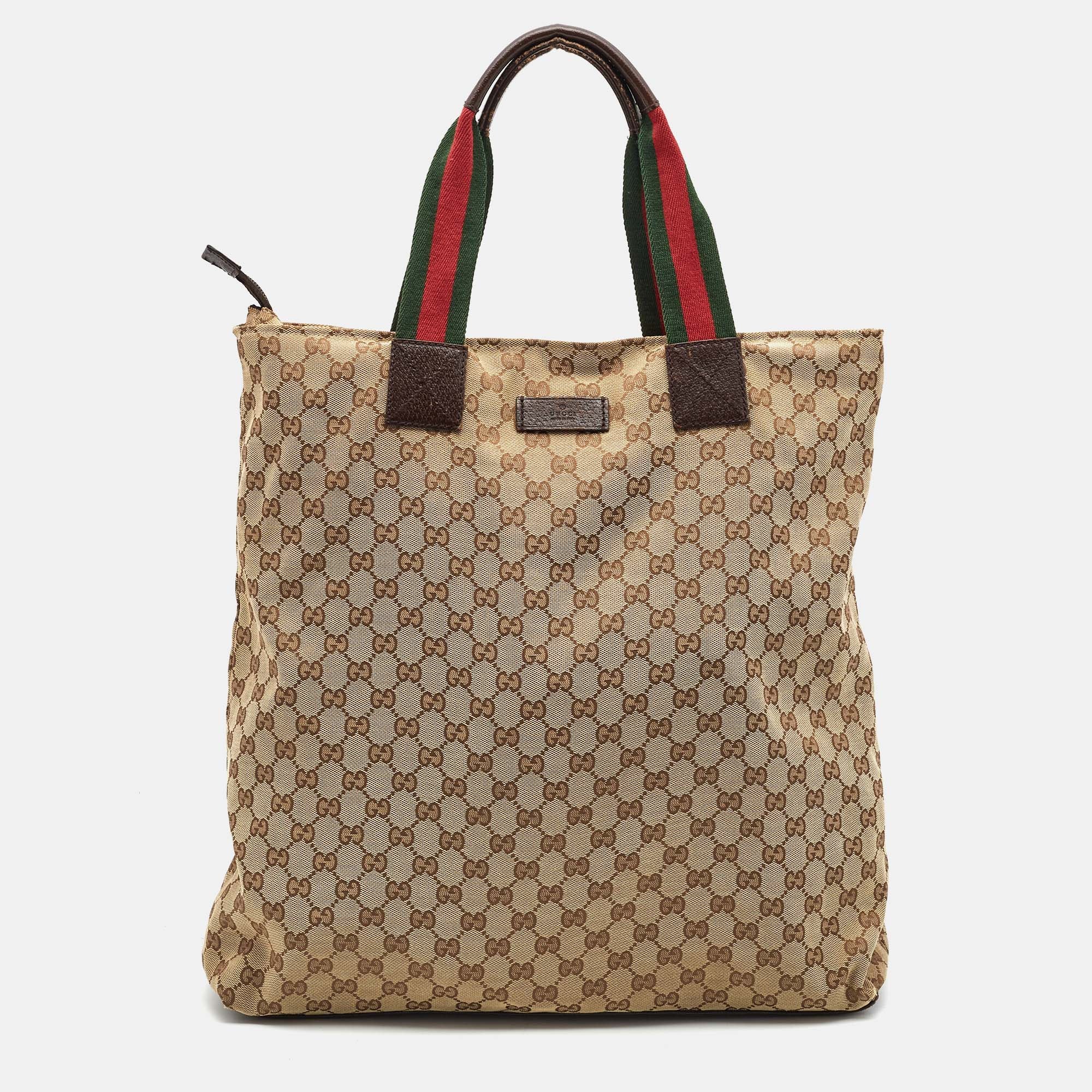 GUCCI Tote Bag 106294 Wood handle canvas/leather beige beige Women