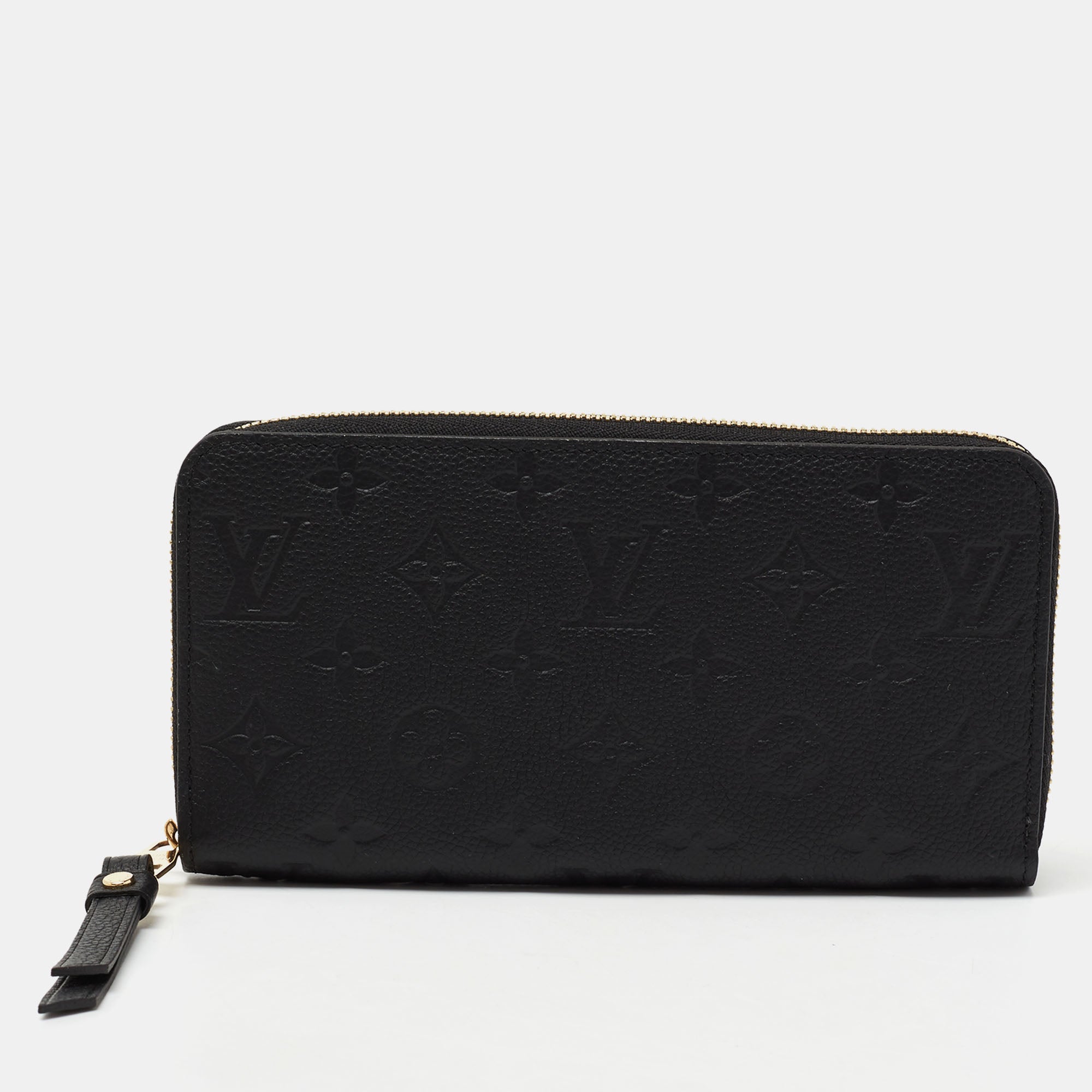 LOUIS VUITTON Monogram Empreinte Leather Zippy Wallet Black