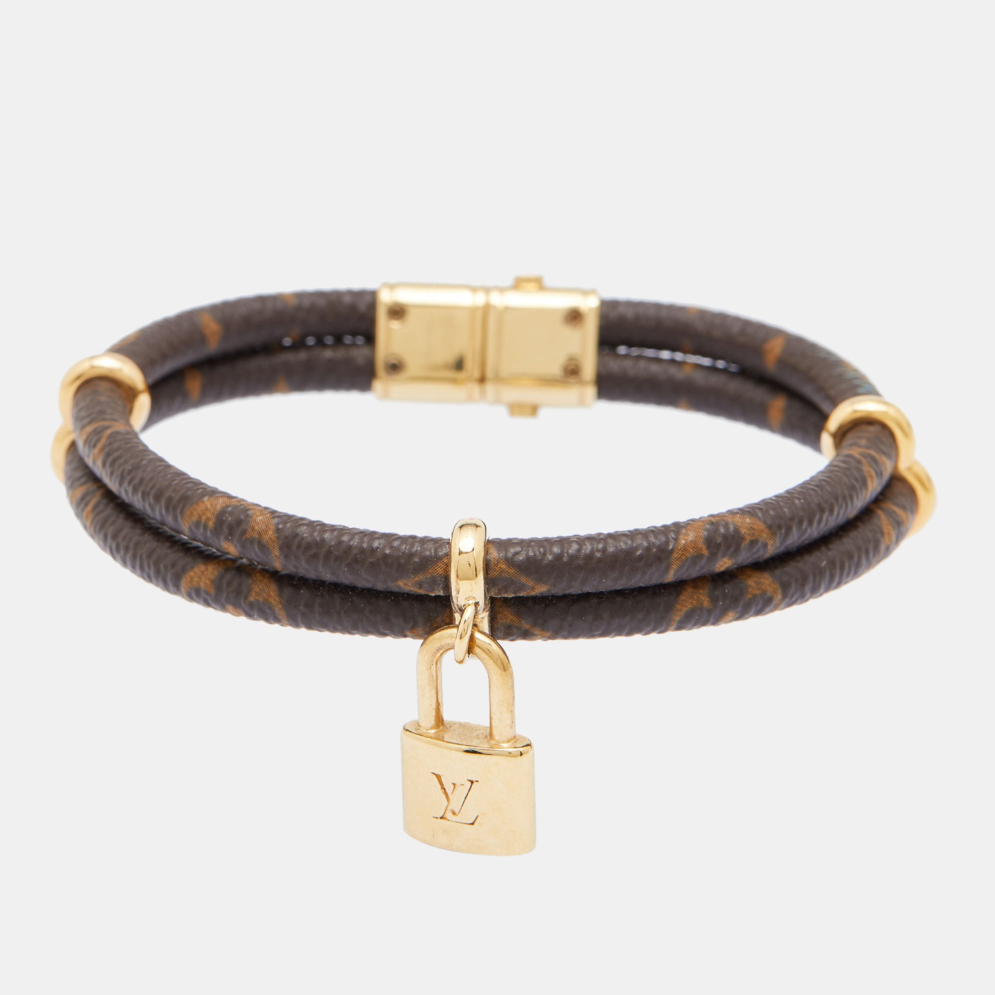 Keep It Double Leather Bracelet Monogram Eclipse Canvas - Men