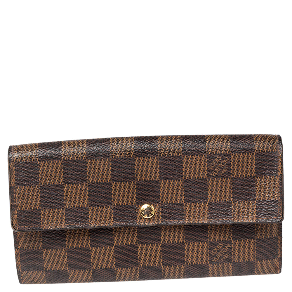 LOUIS VUITTON Sarah Damier Ebene Wallet Brown