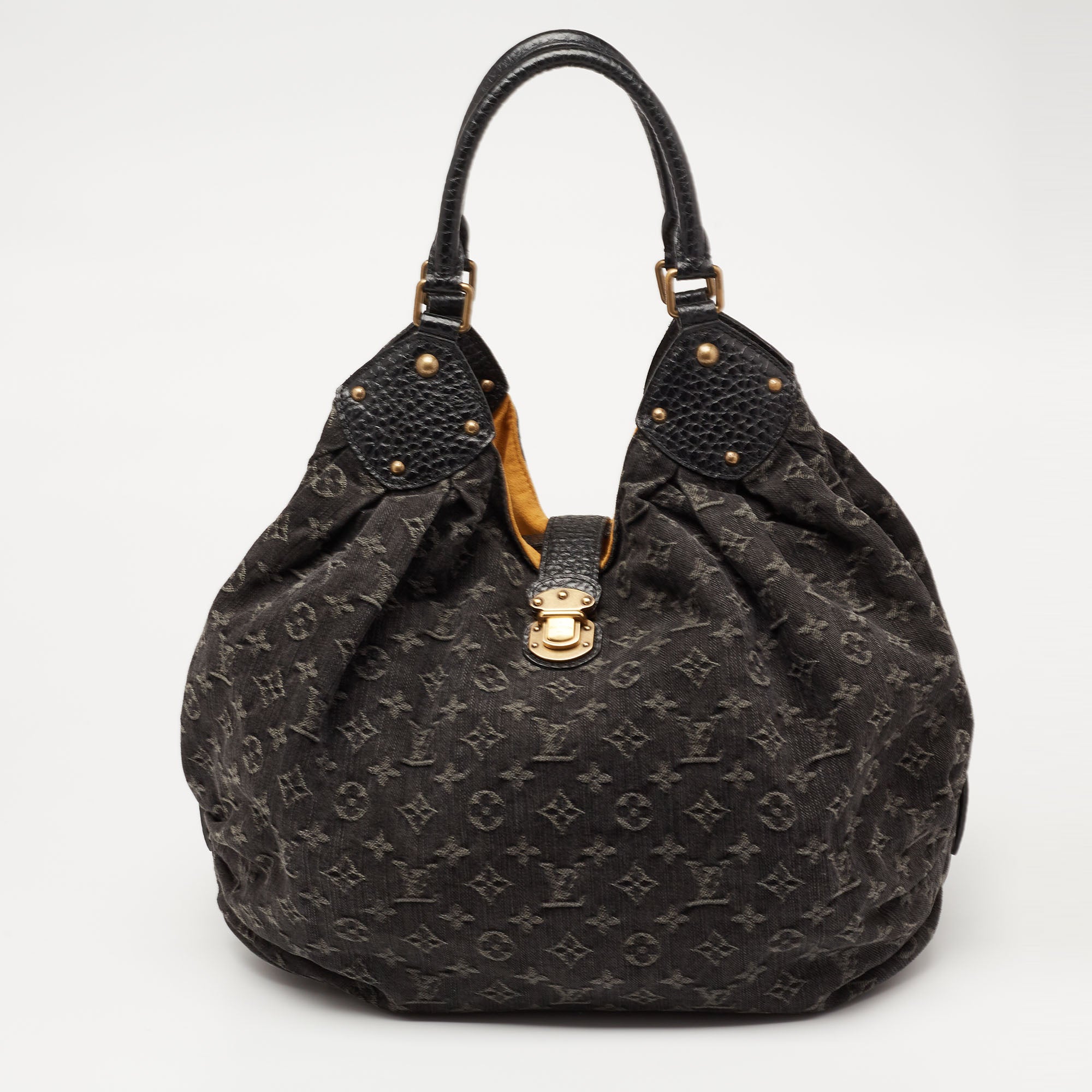 Louis Vuitton Black Monogram Denim And Leather Large Surya Bag