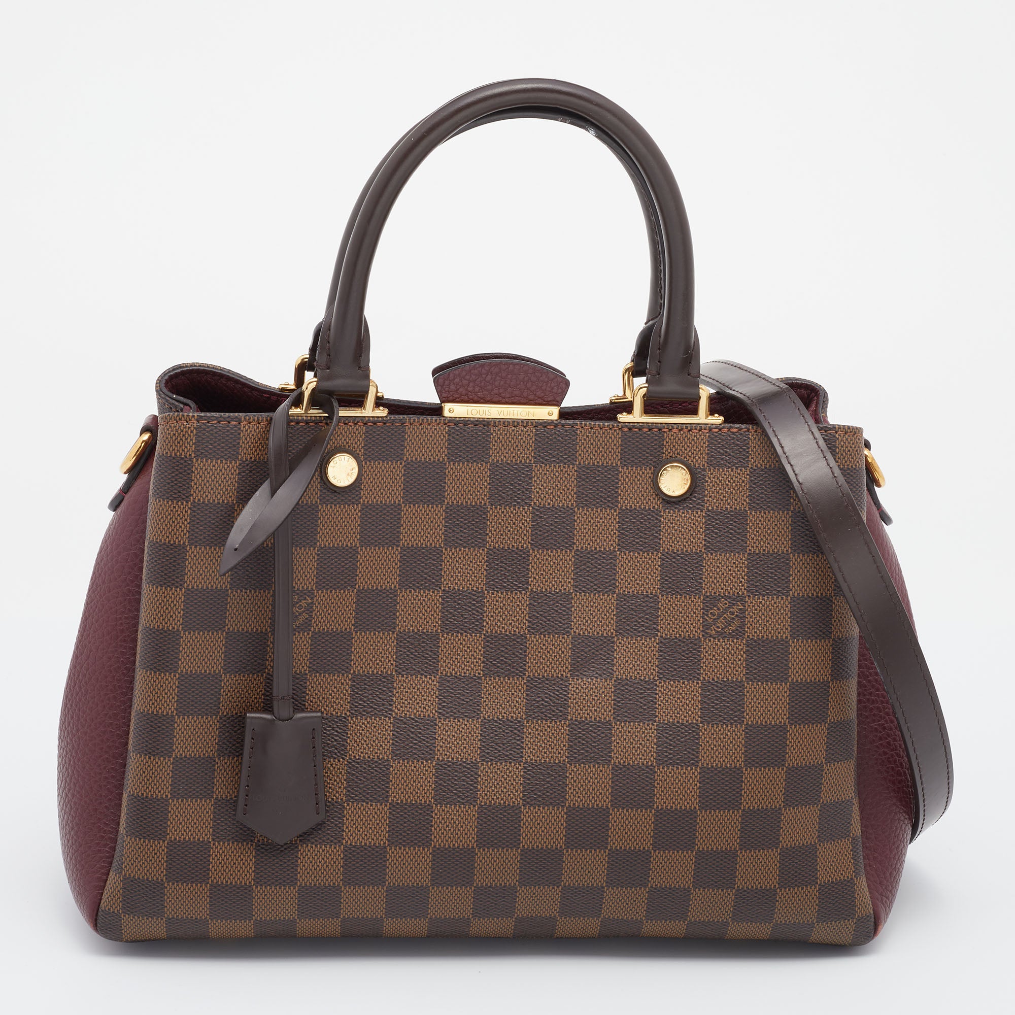 Louis Vuitton Damier Ebene Canvas with Burgandy Leather Brittany