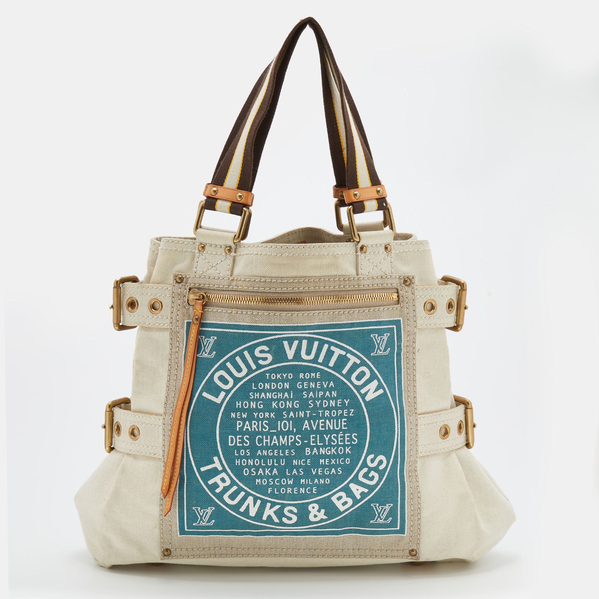 Louis Vuitton Blue Toile Globe Shopper Cabas Limited Edition MM Bag Louis  Vuitton