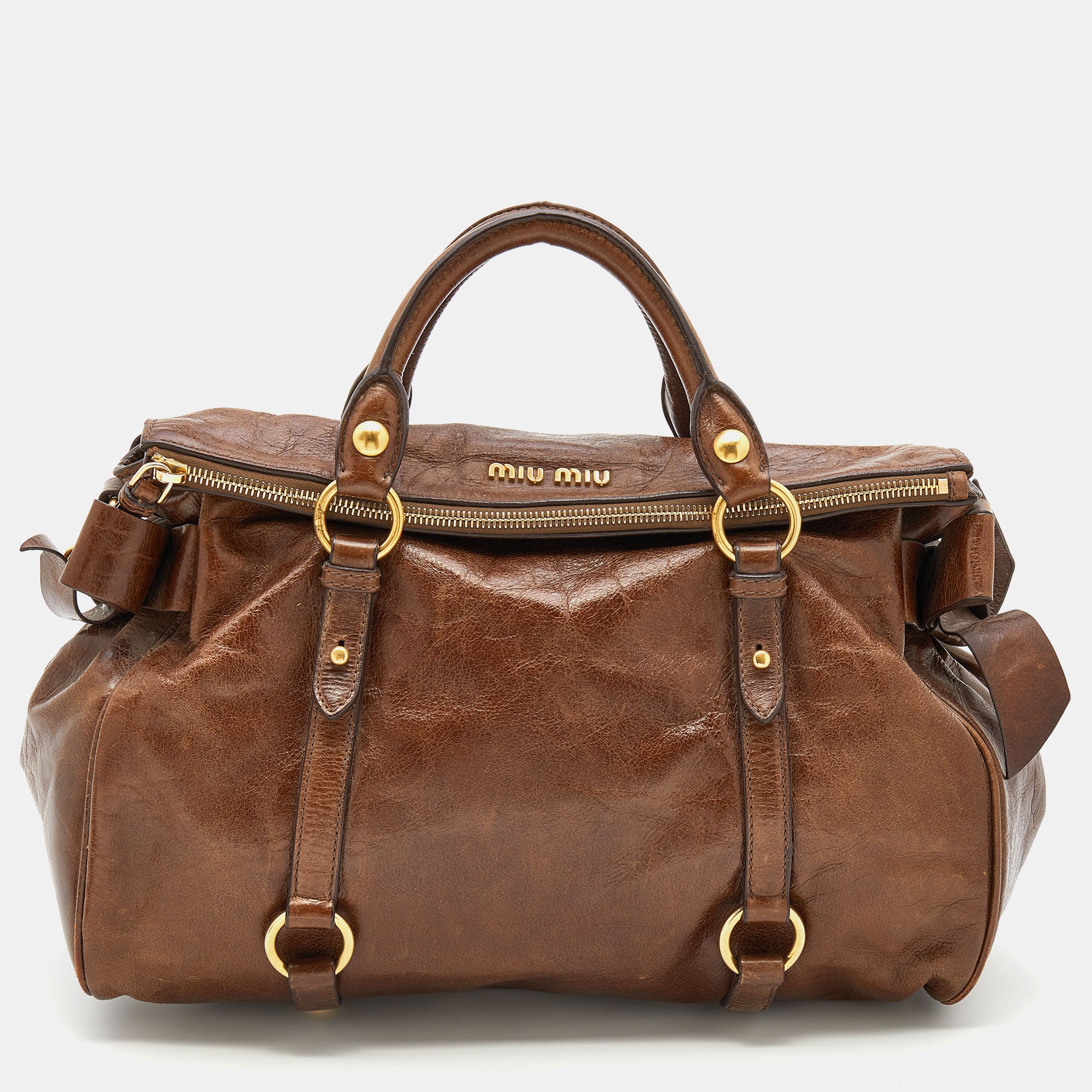 MIU MIU Vitello Lux Leather Handbag