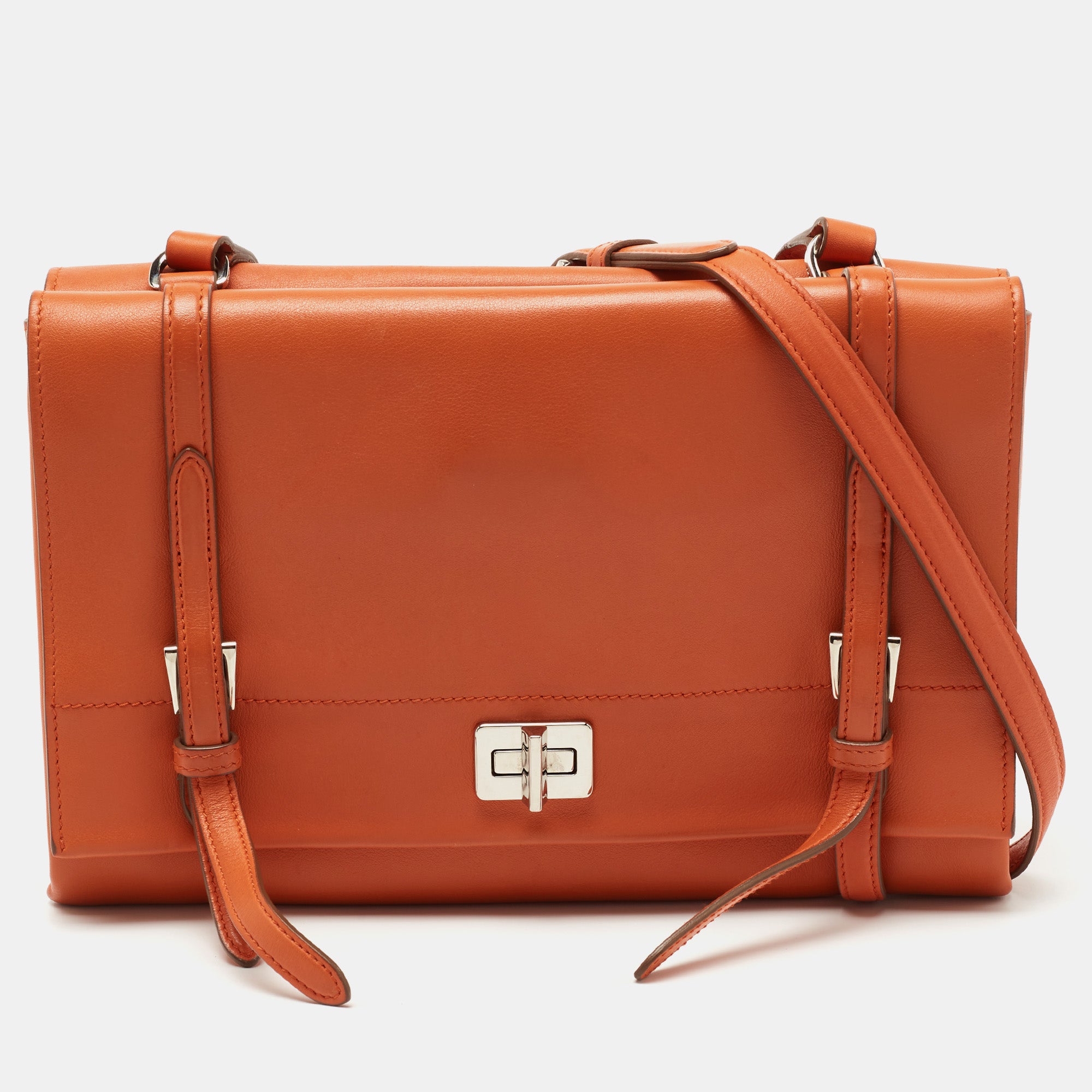 Prada Orange Canvas Flap Crossbody Bag