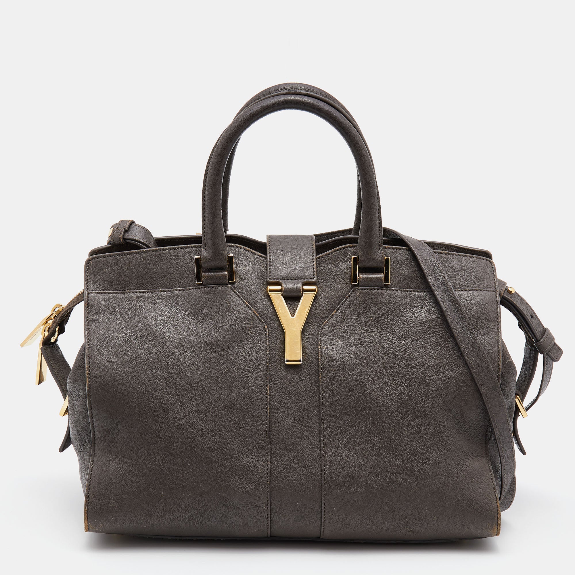 Yves Saint Laurent Cabas Y Small Calfskin Leather Tote Bag