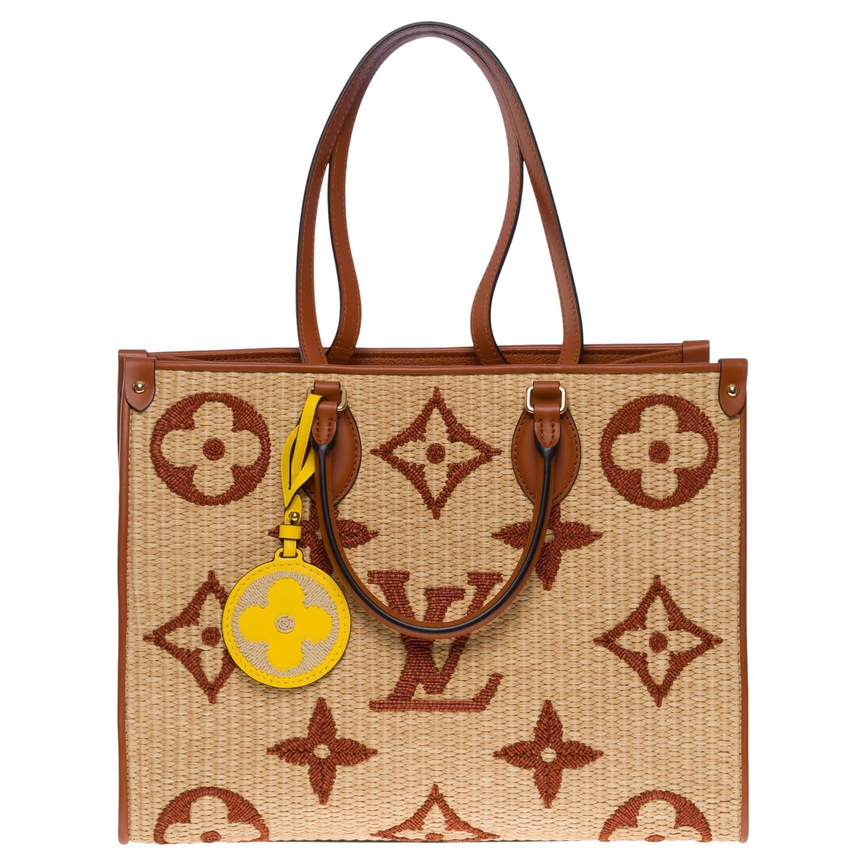 Louis Vuitton Monogram Woven Leather Top Handle Hobo Bag Brown
