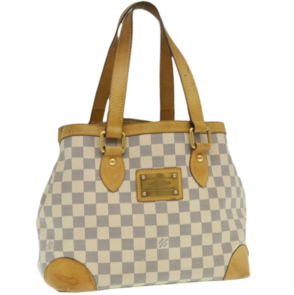 Authentic Louis Vuitton Azul Damier Hampstead PM Tote Bag Handbag N51207  White