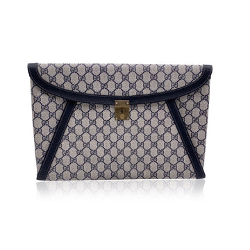 GUCCI Vintage Blue Monogram Canvas Unisex Portfolio Document Holder