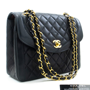 CHANEL NAVY Vintage Chain Shoulder Bag Lambskin Quilted Flap Purse