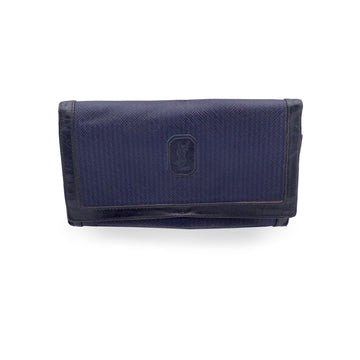 YVES SAINT LAURENT Vintage Blue Canvas And Leather Wallet Coin Purse