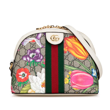 GUCCI Small GG Supreme Flora Ophidia Dome Crossbody Bag