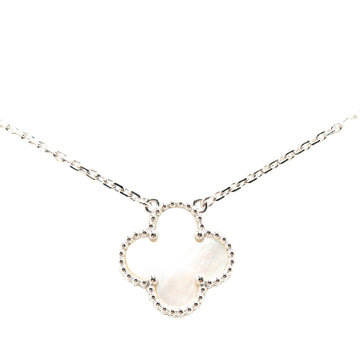 Van Cleef and Arpels 18K White Gold and Mother of Pearl Alhambra Necklace
