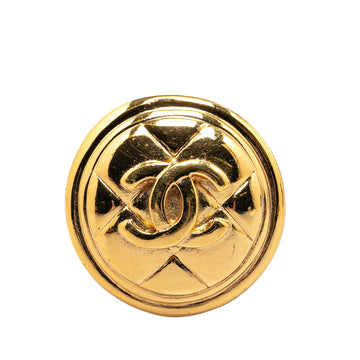 CHANEL Gold Plated CC Quilted Brooch Costume Brooch