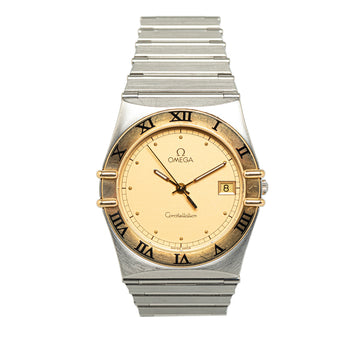 OMEGA Quartz Stainless Steel and 18K Yellow Gold Constellation Watch