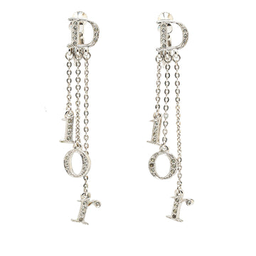 DIOR Silver Metal and Crystals Dangle Earrings Costume Earrings