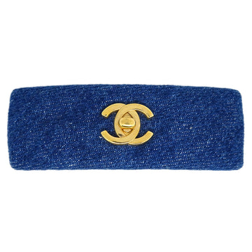 CHANEL Turnlock Hair Barrette Denim 62 130884