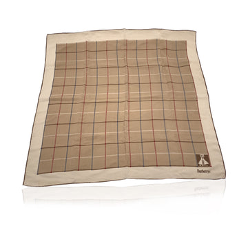 BURBERRY Vintage Beige Check Pattern Silk Scarf