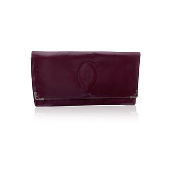 Cartier Vintage Burgundy Leather Long Wallet Coin Purse